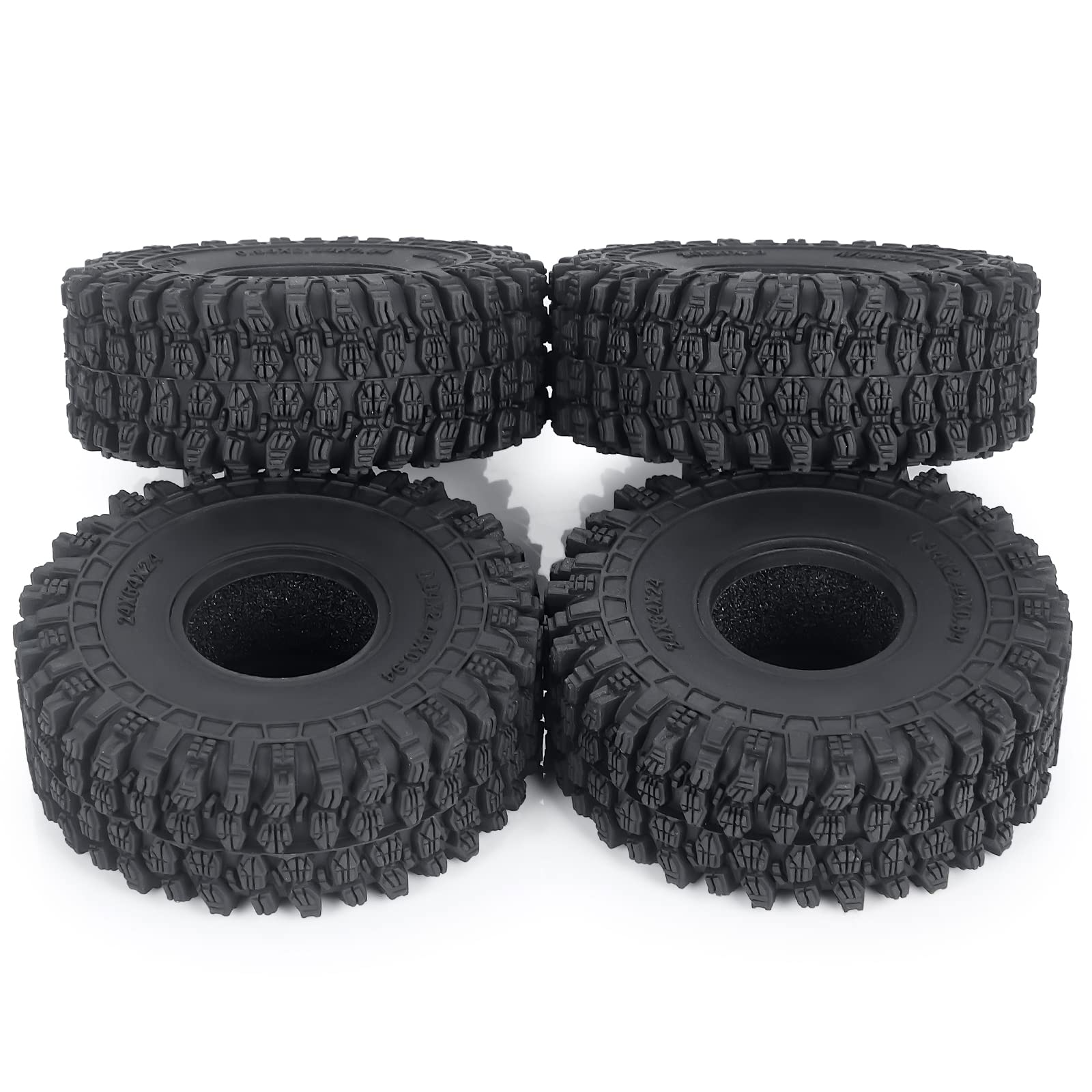 4pcs 64mm Rubber Tires Set with Foam Inserts for 1:18 TRX4-M TRX4M RC Crawler Car - Durable Off-Road Performance for Rock Crawling & Trail Adventures