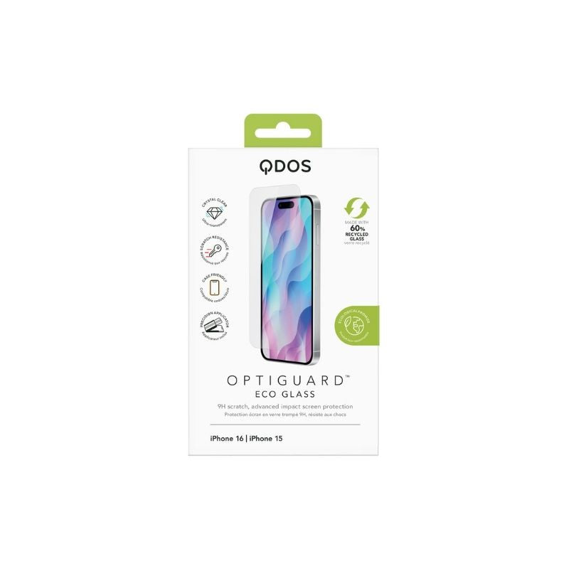 QDOS Screen Protector for iPhone 16/15 - Tempered Glass with HD Clarity & Anti-Scratch Protection - Perfect for Everyday Use, Gaming, and Outdoor Activities