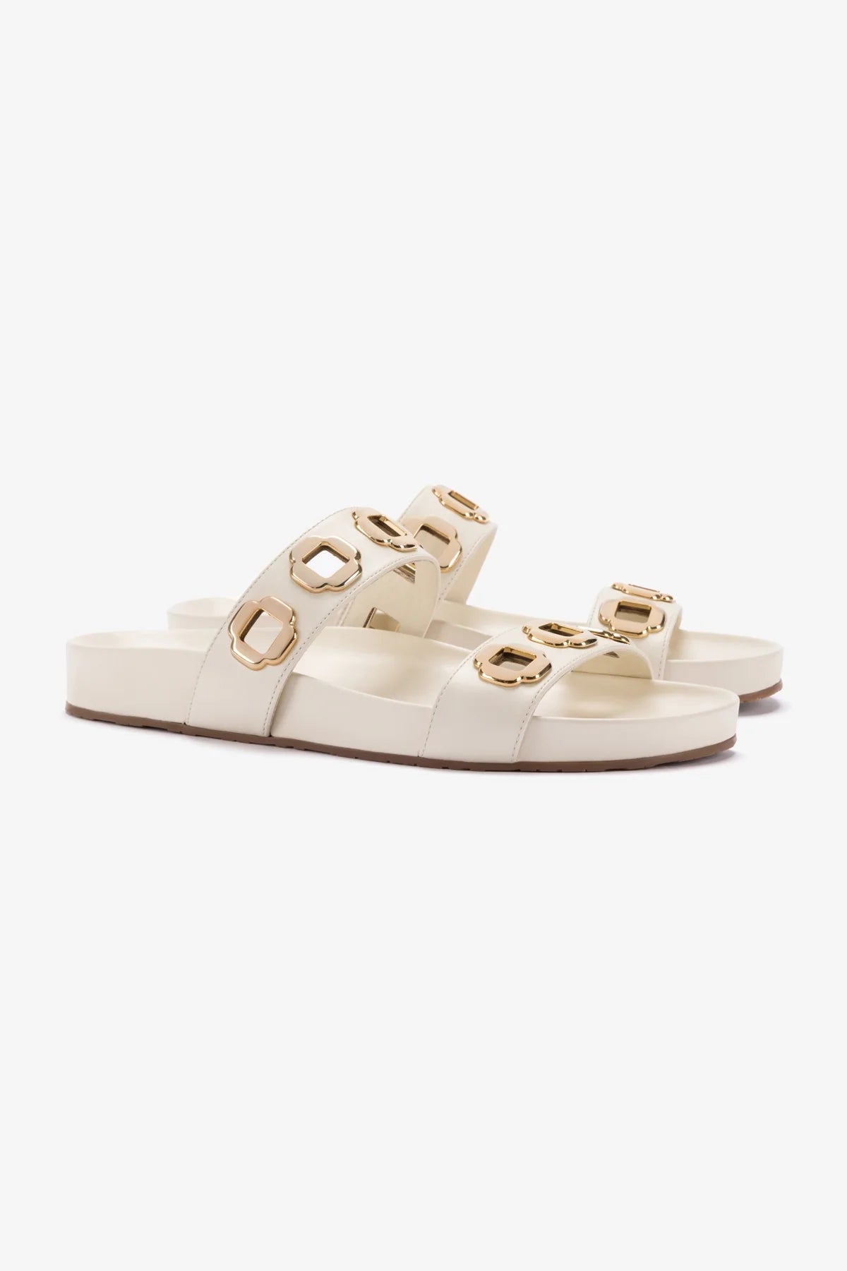 Milan Slide In Ivory Leather - Women's Comfortable Leather Slides for Casual Wear, Home, and Beach