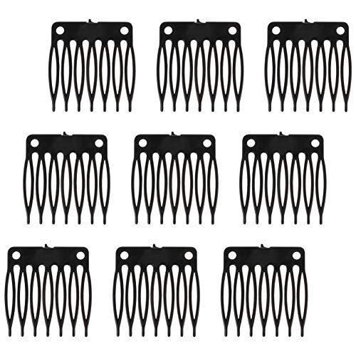 Lurrose 50pcs Black Plastic Hair Combs - French Twist Hair Pins with 7 Teeth for Women & Girls - Perfect for Wigs, Hair Nets, and Caps - Great for Styling, Updos, and Costume Accessories