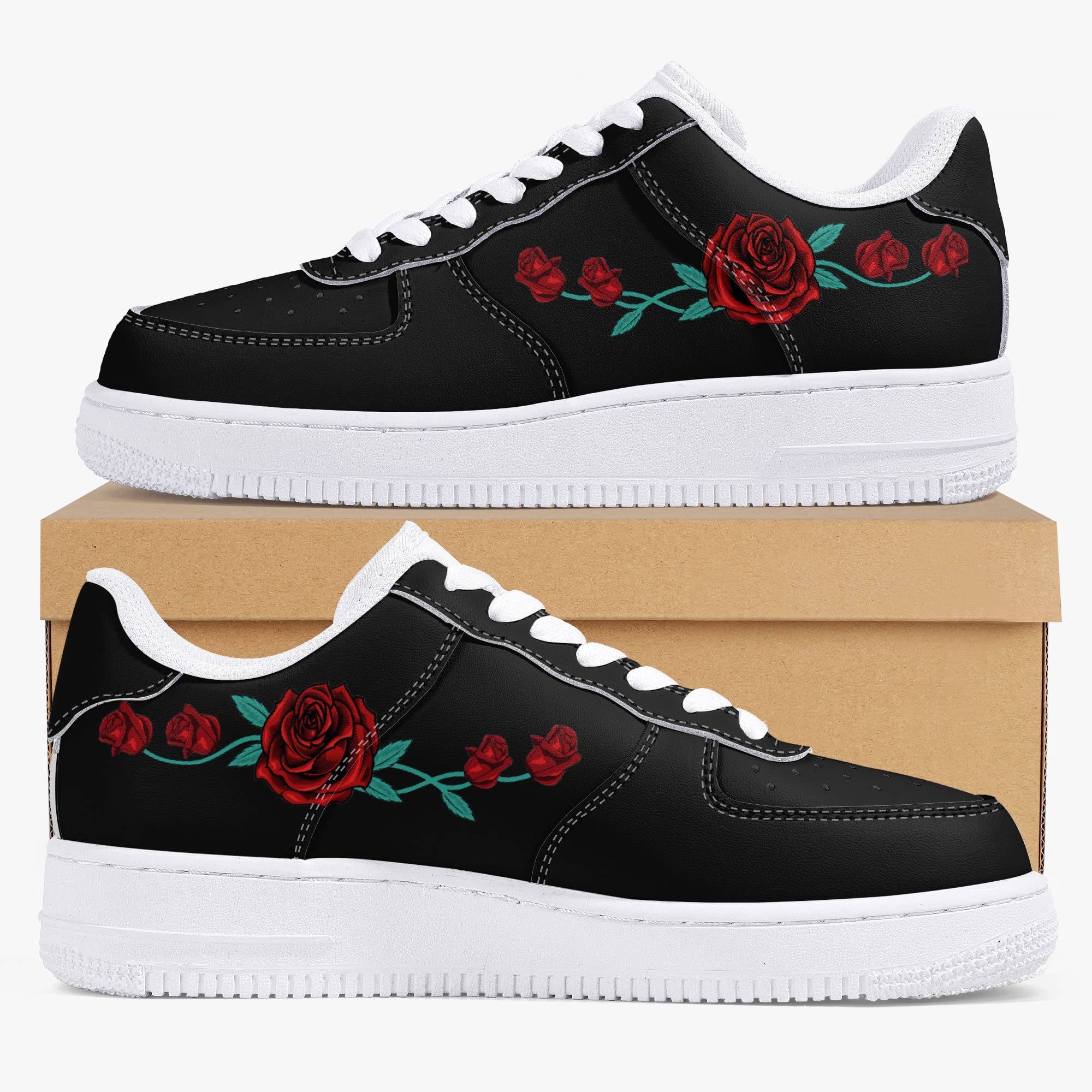 Red Rose Platform Sneakers for Women & Men - Casual Fashion Shoes (Men Size 10) | Comfortable Walking Shoes for Daily Wear, Gym & Outdoor Activities