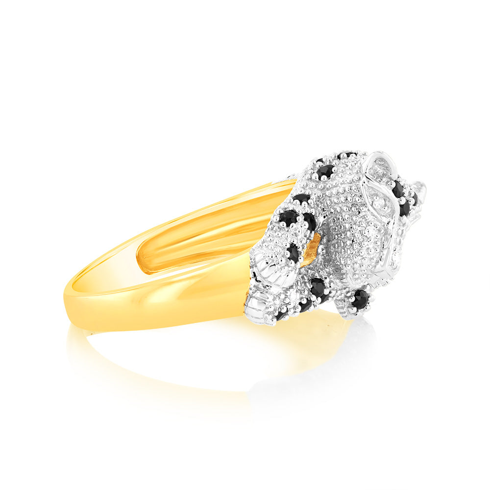 9ct Yellow Gold 0.82Ct Sapphire & 20 Diamond Men's Ring - Elegant Wedding Band, Anniversary Gift for Him, Perfect for Engagements & Special Occasions