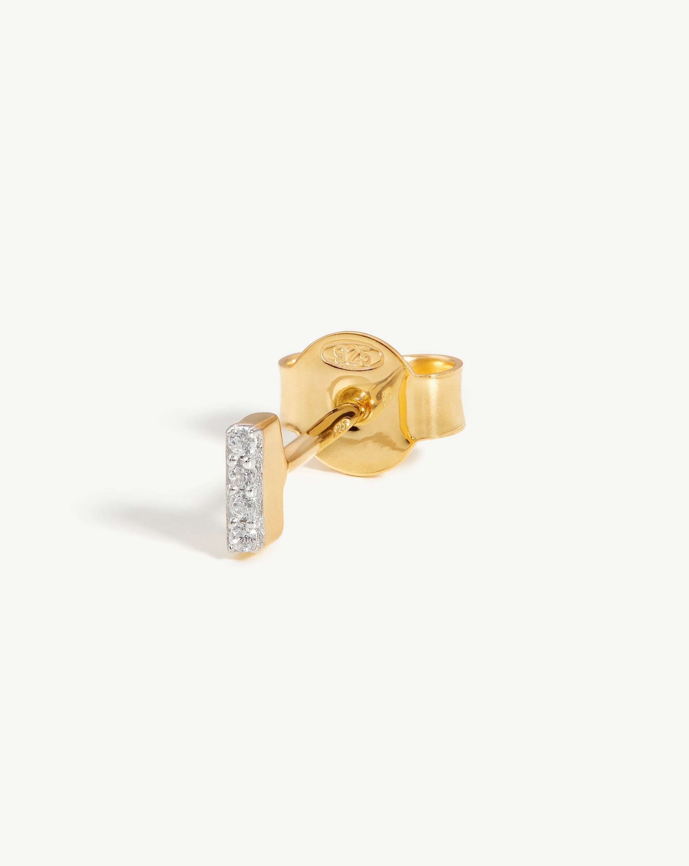 Pave Initial Single Stud Earring - 18k Gold Vermeil & Cubic Zirconia Personalized Jewelry - Perfect for Gifts, Birthdays, Anniversaries & Everyday Wear