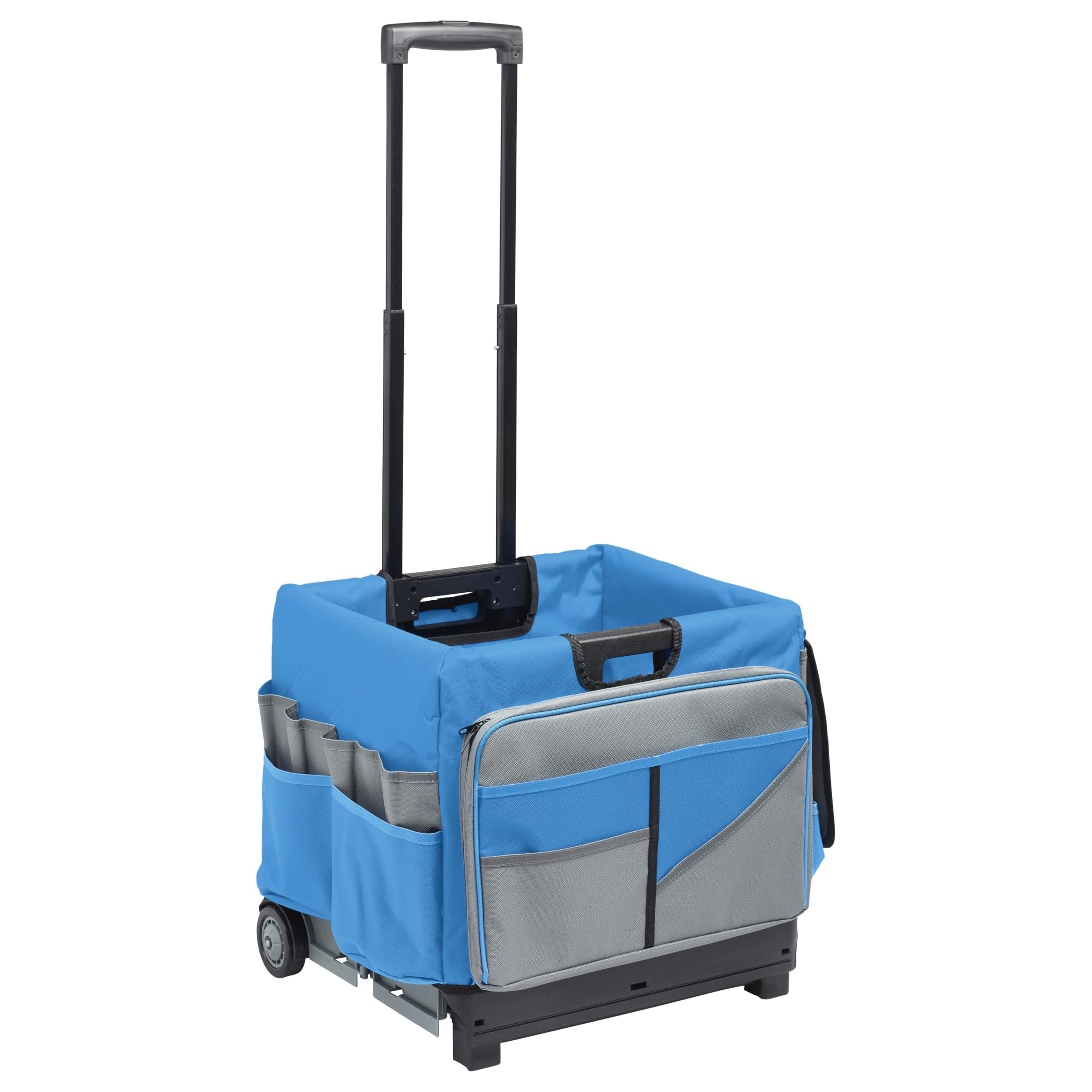 ECR4Kids Universal Rolling Cart with Canvas Organizer Bag - Mobile Storage Cart for Classroom, Office & Home Organization - Blue & Grey Rolling Utility Cart for Supplies, Books & Crafts