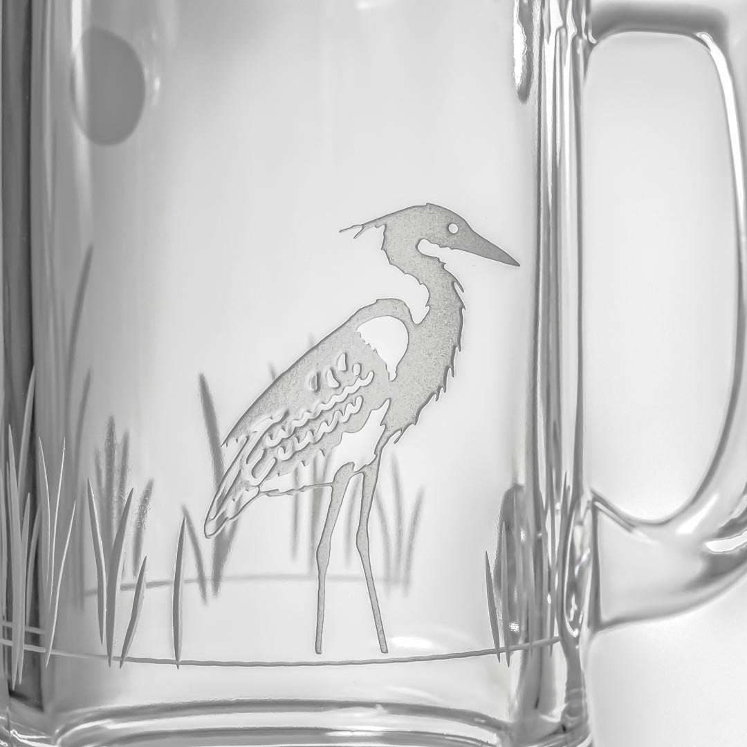Premium Heron 15oz Beer Mugs Set of 4 - Thick Glass Pub Steins for Beer, Cocktails & Iced Drinks - Perfect for Parties, BBQs & Home Bars