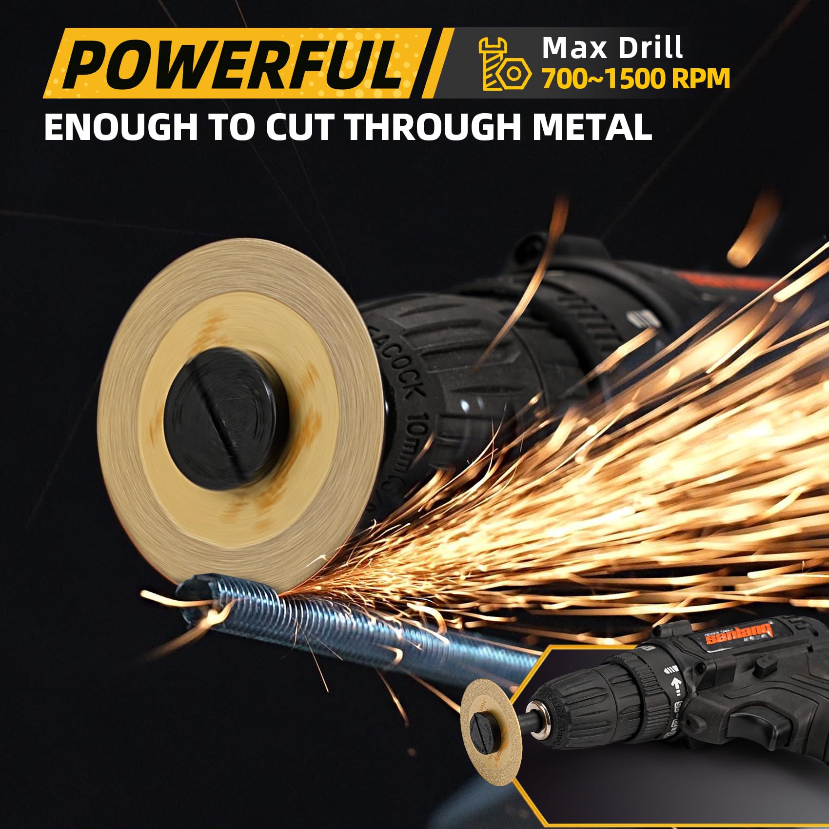 2 Inch Diamond Cutting Wheel for Metal, Stainless Steel, Nuts, Bolts - Die Grinder Cut Off Wheel Attachment for Rotary Tools - Perfect for Cutting Gypsum, Ceramic, Glass & PVC Pipes in DIY Projects and Metal Fabrication