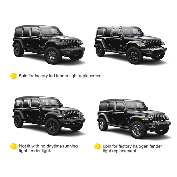 LOYO Jeep JL LED Fender Lights with LED Side Marker Lights - Waterproof Off-Road Lighting for Wrangler JK JL Accessories - Perfect for Night Driving & Off-Road Adventures