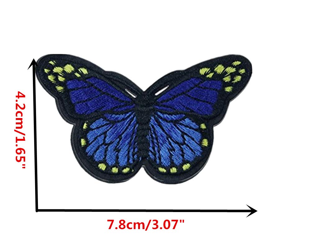 (10 Pack) Royal Blue Butterfly Embroidered Iron On Patches for DIY Clothing, Bags, Hats - Sew On Applique for Kids & Adults Costumes, Crafts & Fashion Upcycling