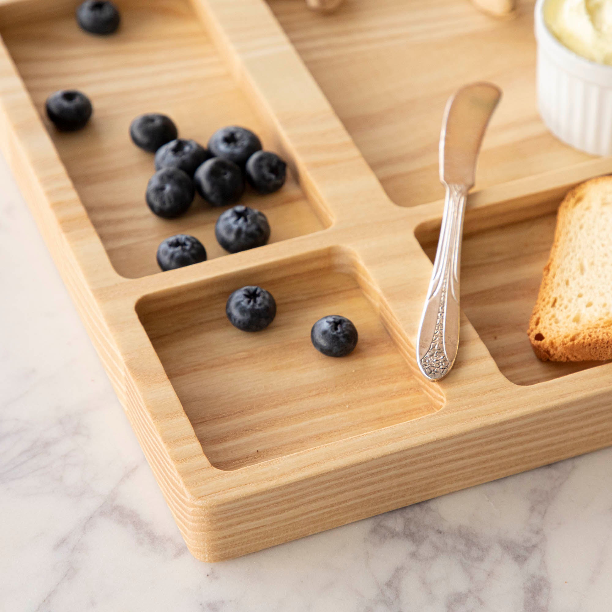 Ash Divided Serving Board - Elegant Wooden Charcuterie Tray for Cheese, Fruits & Appetizers | Perfect for Entertaining, Parties & Home Dining