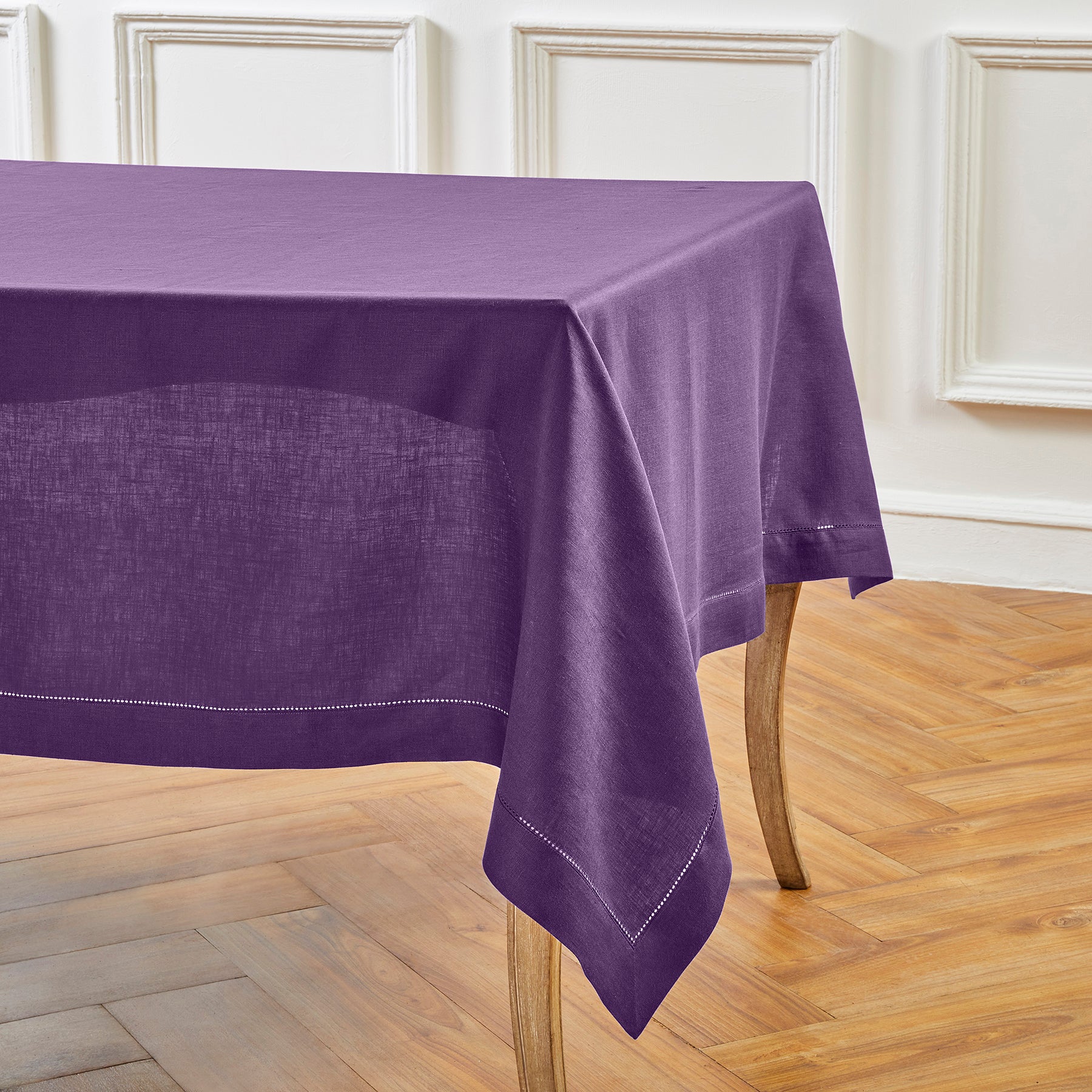 Elegant Classic Hemstitch Tablecloth - Premium Cotton Linen Table Cover for Dining Room, Wedding, Party & Special Occasions