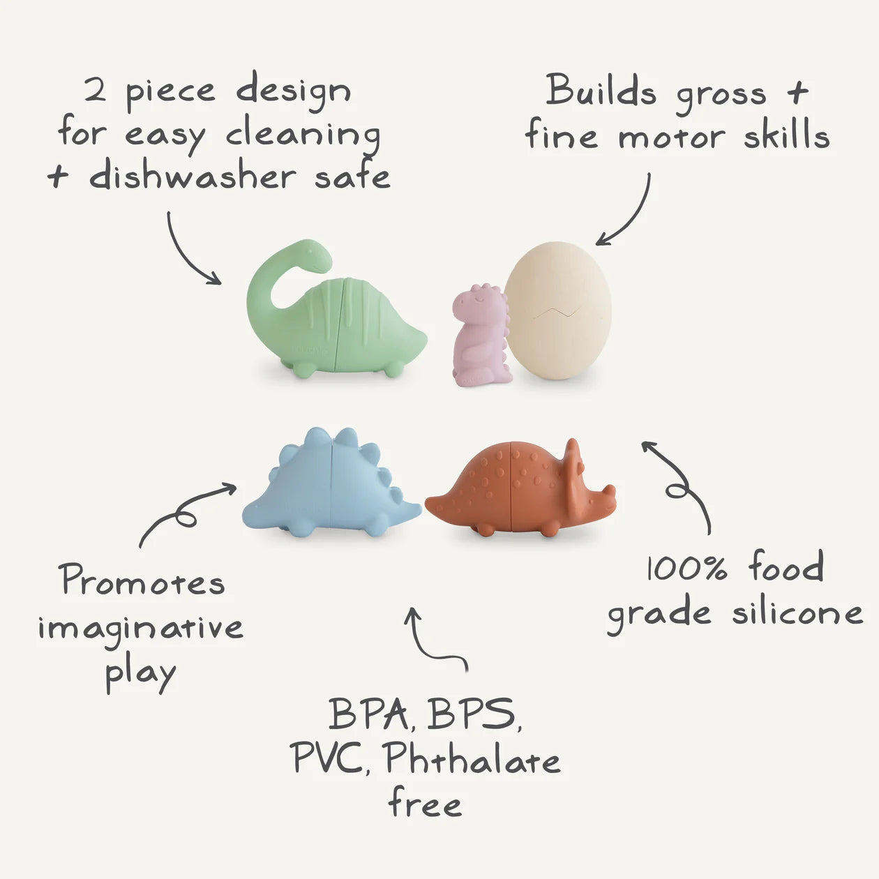 Dino Mold Free Bath Play Set - 4 Pack Dinosaur Toys for Kids, Safe & Fun Bathtime Activities - Perfect for Toddlers' Sensory Play & Learning