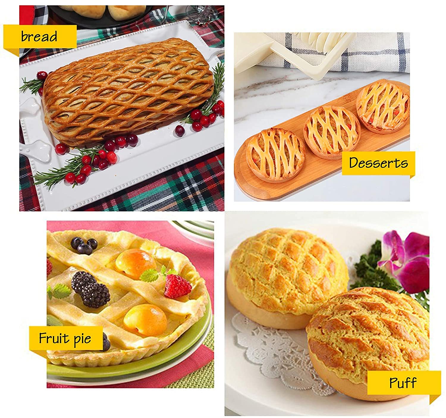 Lattice Roller Cutter for Baking - Plastic Dough Cutter Tool for Pie Crust, Pizza, Cookies & Pastry | Perfect for Homemade Pies, Biscuits & Pizza Dough | Essential Baking Tool for Home Bakers & Kitchen