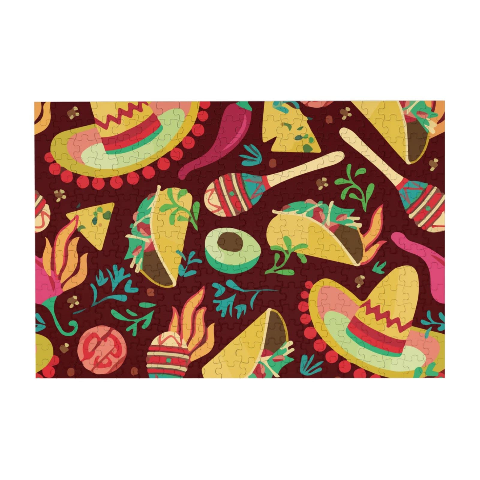 300-Piece Wooden Jigsaw Puzzle - Mexico Spicy Taco Brain Teaser Game | Mini Puzzle for Adults & Kids | Perfect for Family Game Night & Educational Play