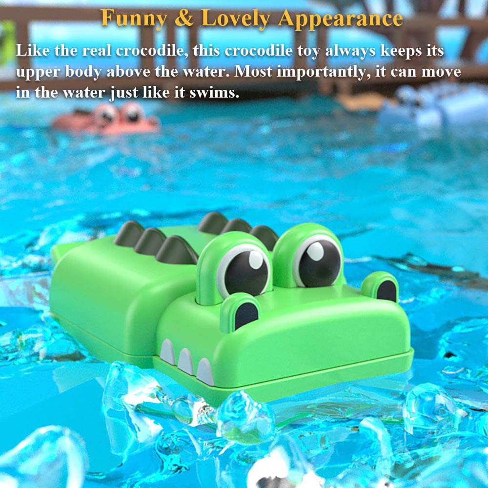 Wind-Up Crocodile Bath Toy - Swimming Clockwork Alligator Tub Toy for Kids | Fun Floating Pool & Bathtub Water Play | Durable Green Plastic for Toddlers & Infants