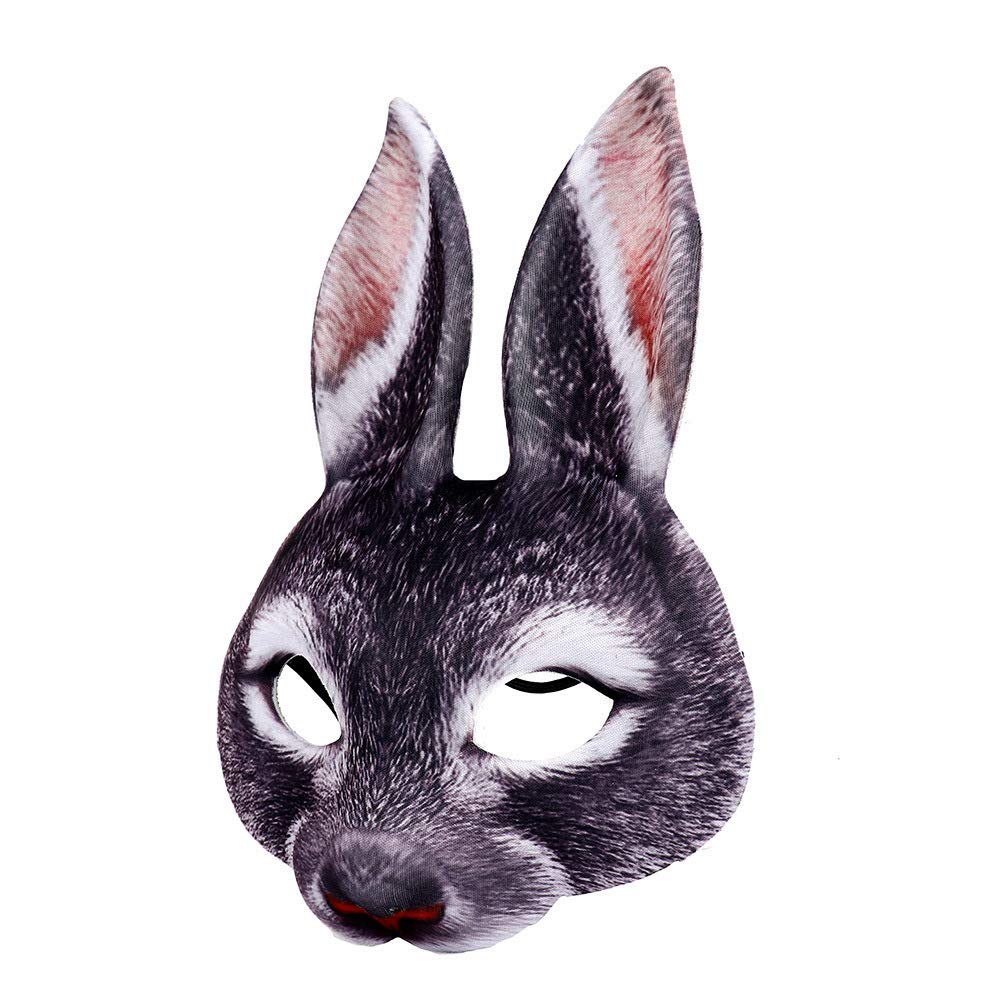 1Pcs Halloween Rabbit Ear Mask - Half Face Animal Mask for Halloween, Easter, Costume Party & Cosplay - Perfect for Kids & Adults Costume Accessories
