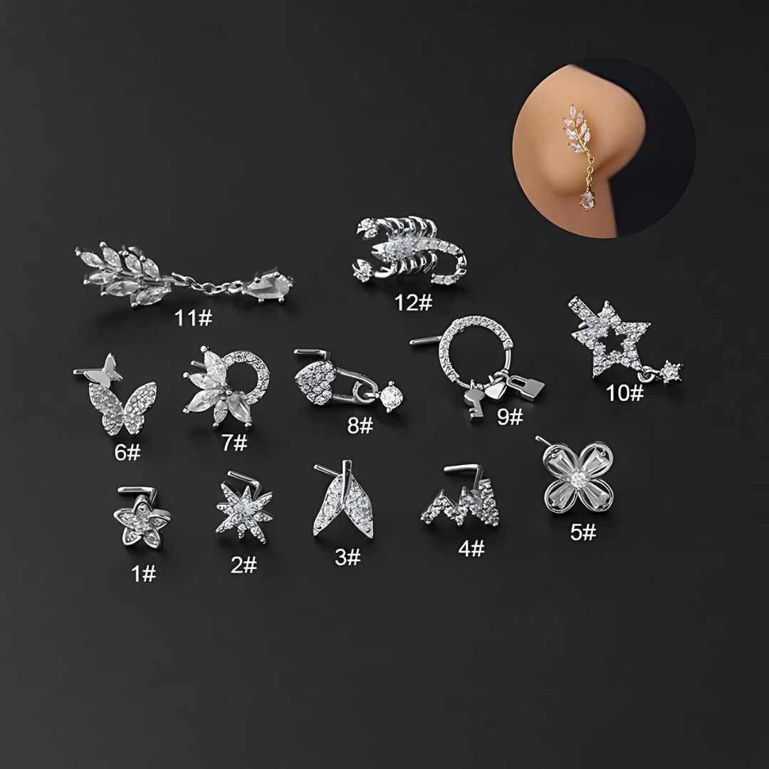 20G Hypoallergenic Scorpio L Bend Nostril Ring - Surgical Steel Nose Stud for Sensitive Skin | Perfect for Piercing Lovers & Everyday Wear (HSPJ705)