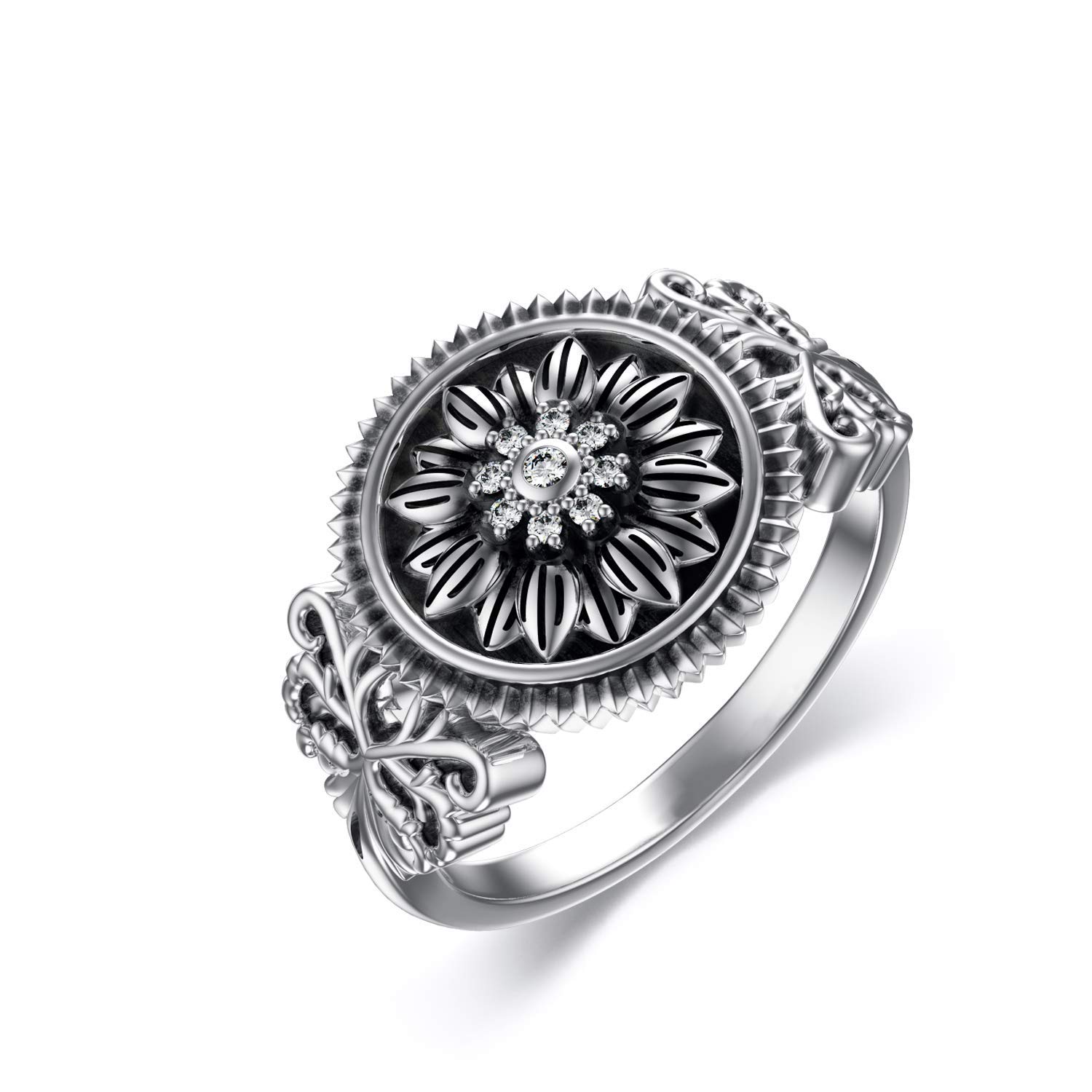 PEIMKO Vintage Sunflower Rings for Women - Sterling Silver Bohemian Floral Jewelry, You Are My Sunshine Gift, Perfect for Everyday Wear, Boho Chic Outfits & Special Occasions