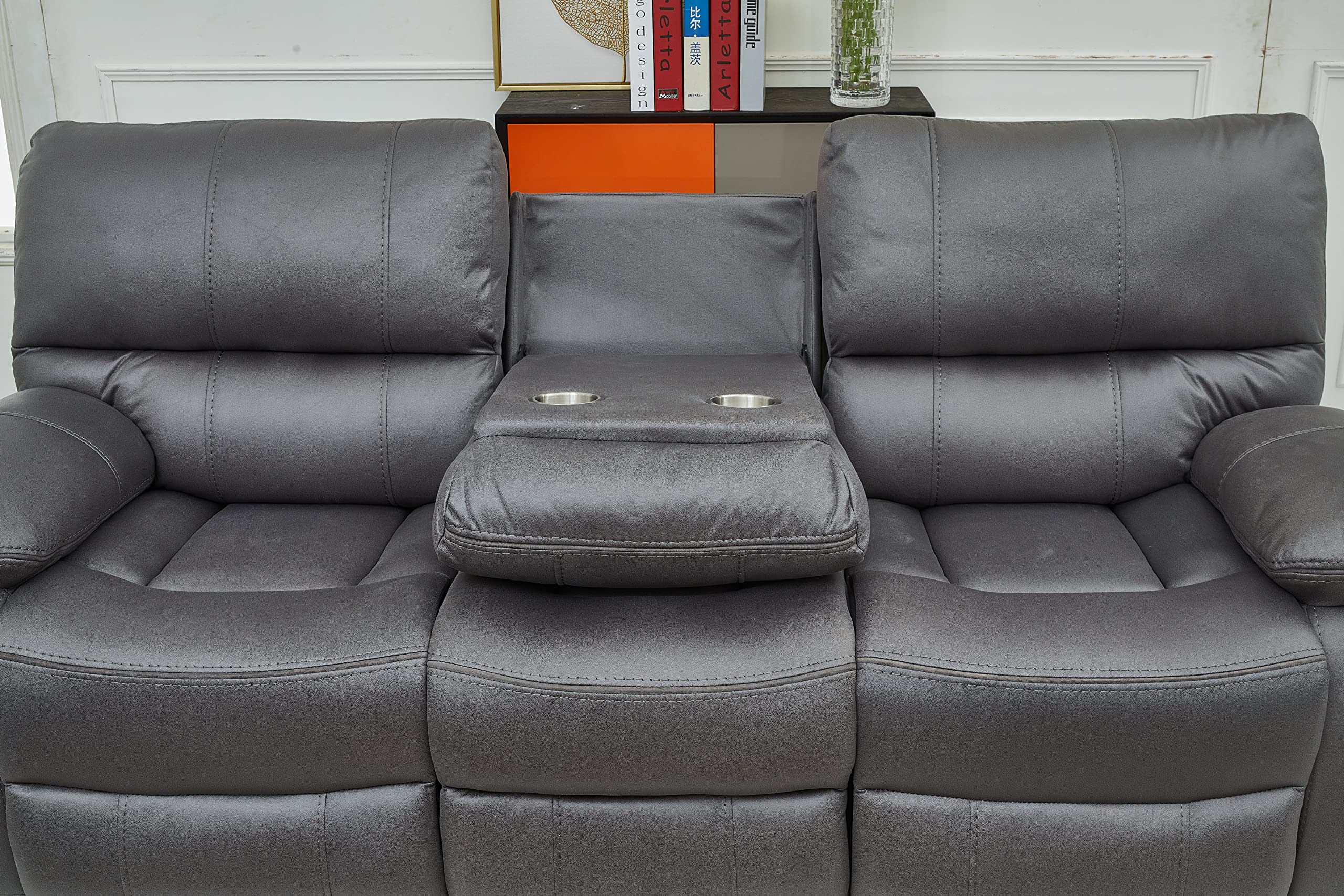 Betsy Furniture Microfiber Power Reclining Sofa Set - 3-Piece Living Room Set with Power Sofa, Loveseat & Chair (Grey) - Perfect for Home Theater, Family Rooms & Relaxation