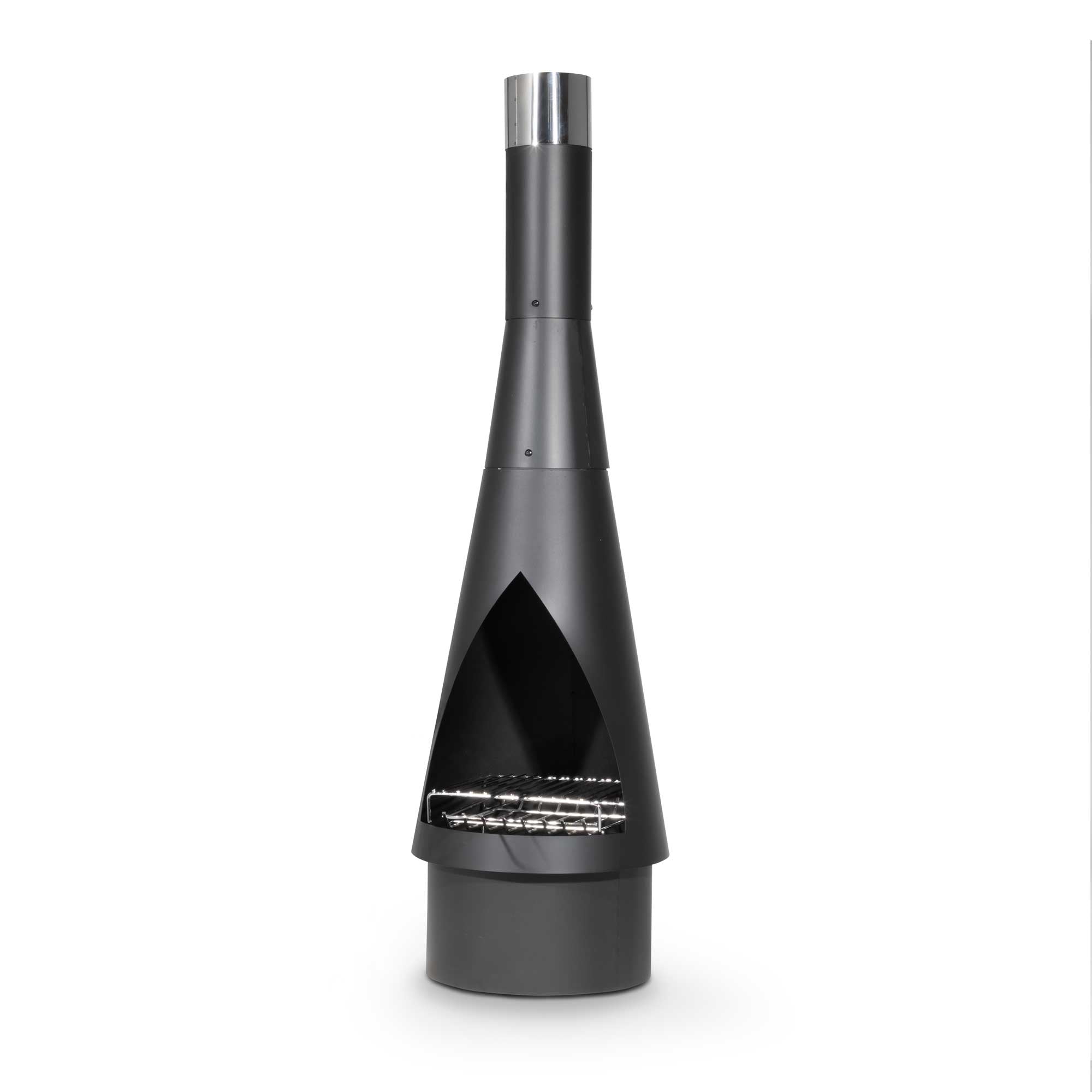 Black Steel Outdoor Chiminea Fireplace & Fire Pit - DG109 for Patio, Garden, and Backyard Gatherings