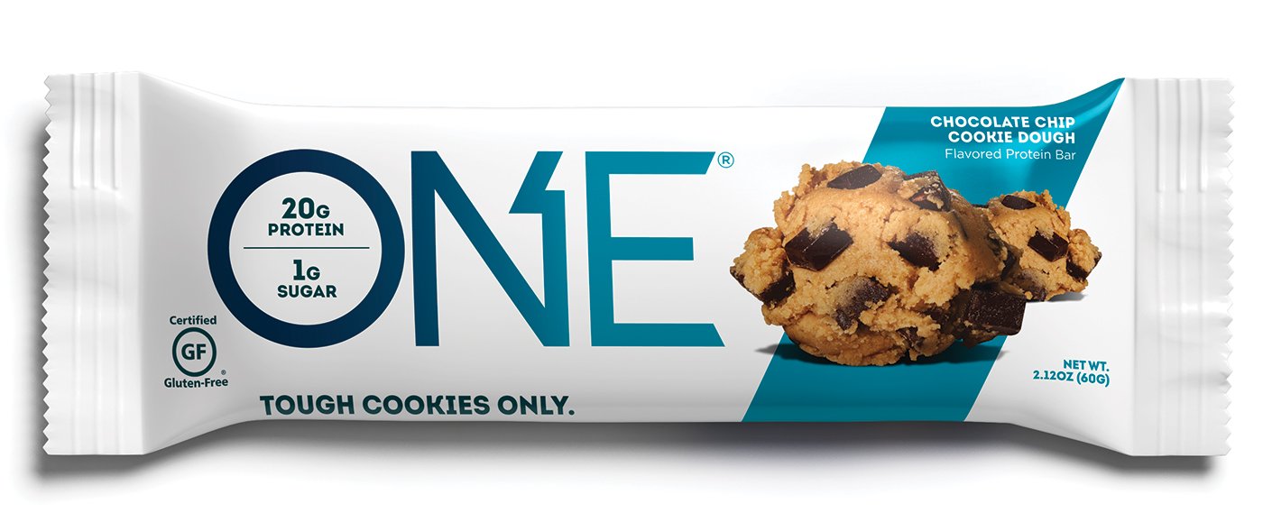 ONE 1 Protein Bars - 20g Protein & Only 1g Sugar | Chocolate Chip Cookie Dough Flavor | Gluten-Free Snack (2.12 Oz) - Perfect for High Protein Diets, Post-Workout Recovery & Healthy On-the-Go Snacking