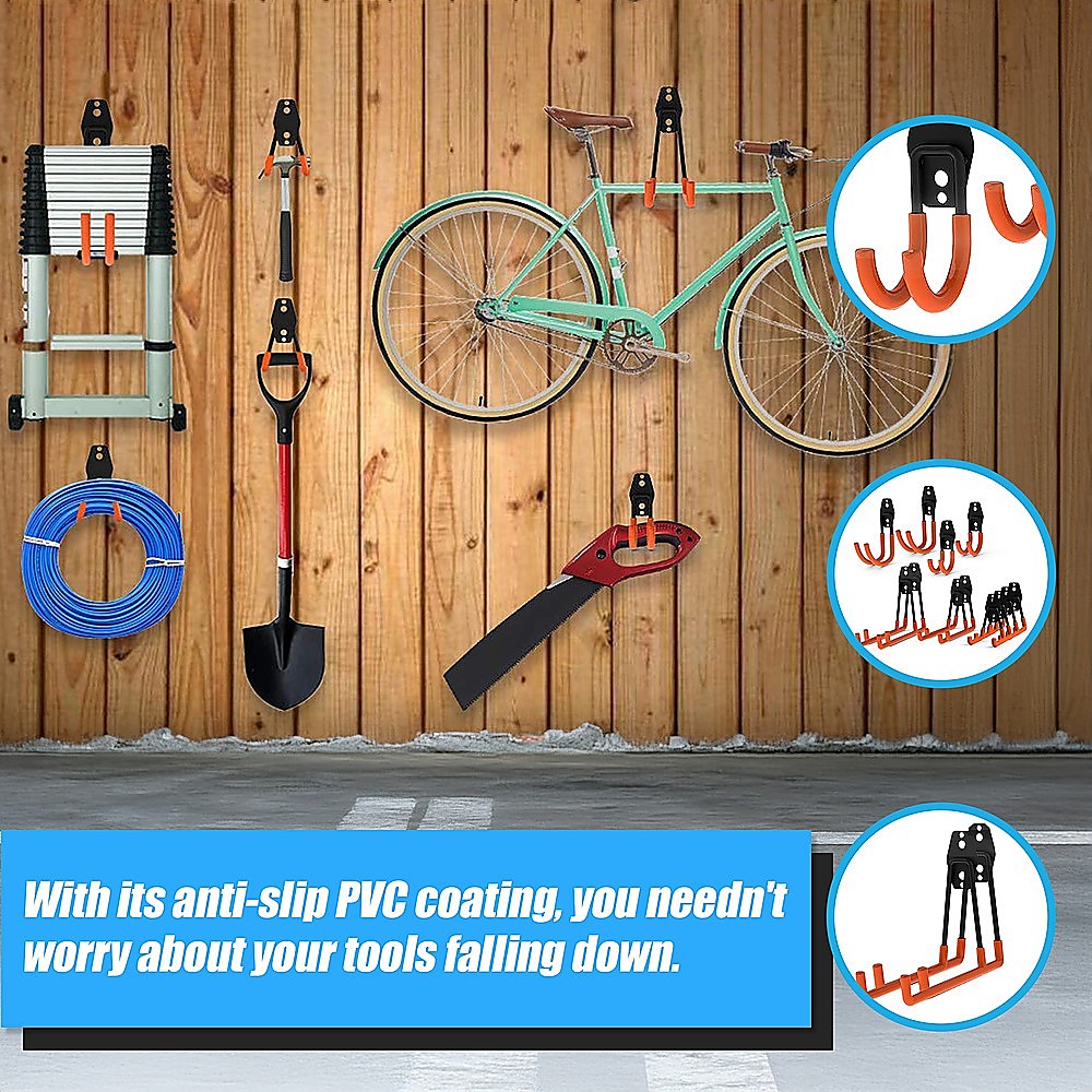 12 Pack Heavy Duty Steel Wall Mount Garage Hooks - Tool Storage Organizer for Workshop, Garage, Shed & Home Organization