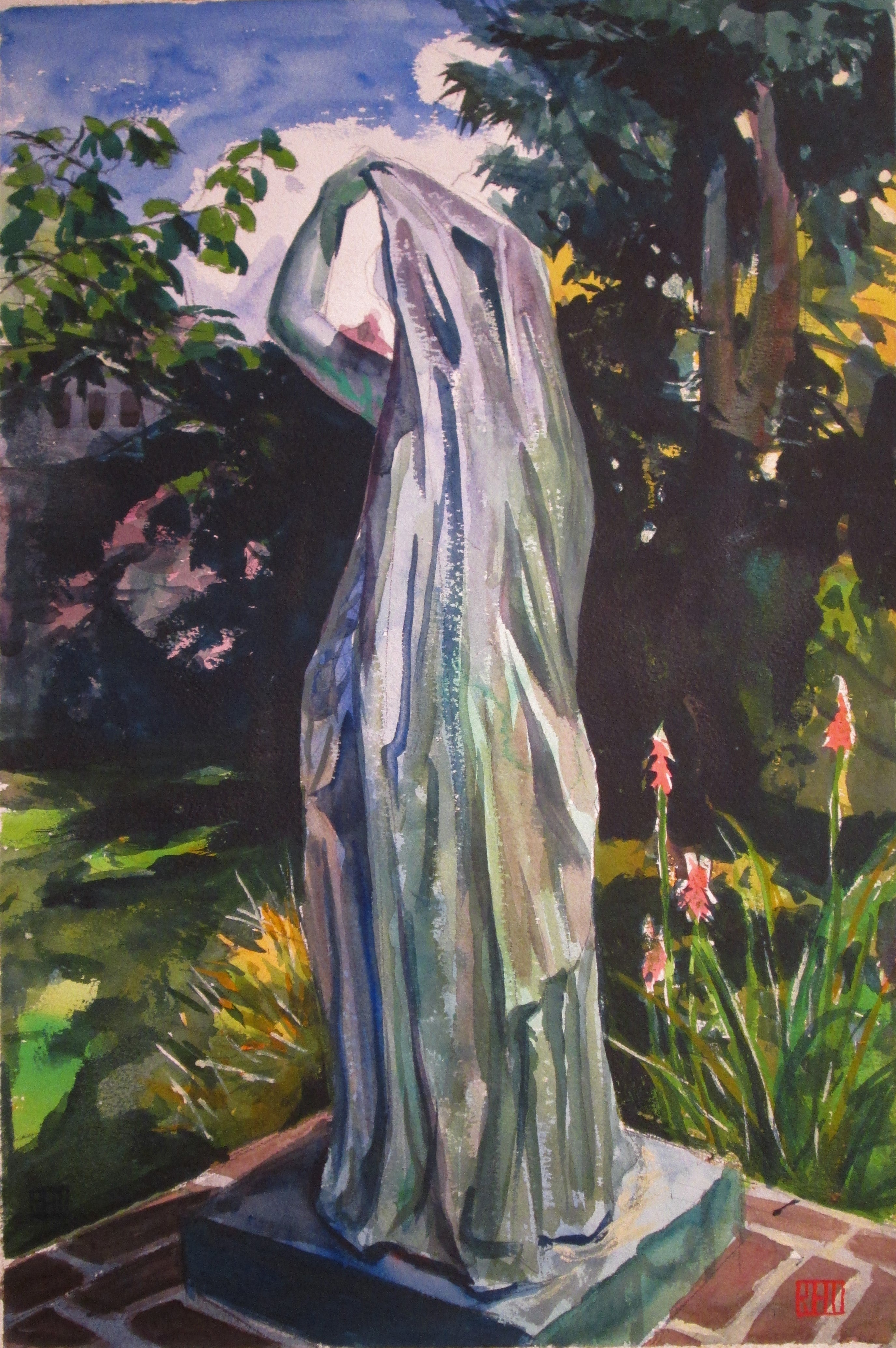 Richard Estell: Veiled Figure - Mysterious Art Print for Home & Office Decor - Perfect for Living Rooms, Bedrooms, and Gallery Walls