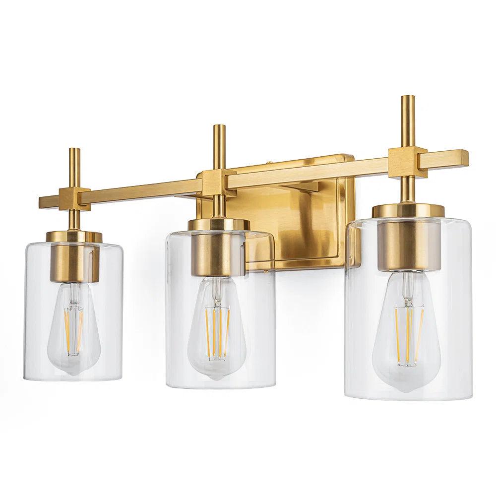 Jasper Modern Clear Glass 3-Light Bathroom Vanity Light Fixture - Perfect for Bathroom, Powder Room & Dressing Room Lighting