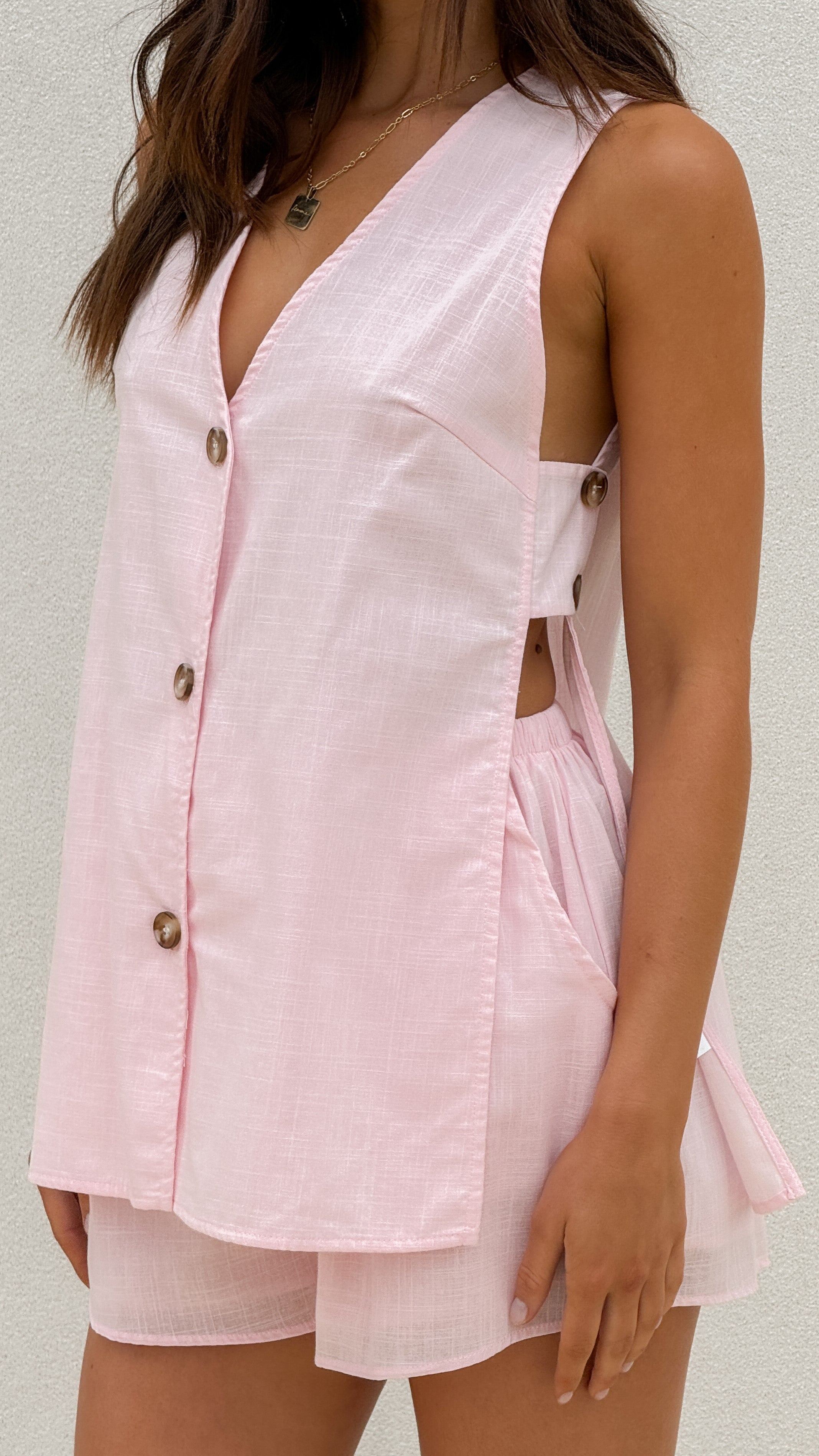Hayley Vest and Shorts Set for Women - Trendy Baby Pink Outfit | Casual Wear, Summer Fashion, Street Style