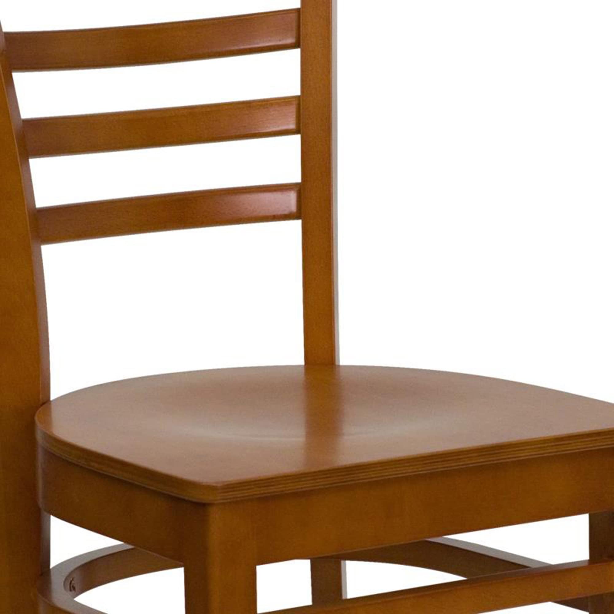 Flash Furniture HERCULES Series Ladder Back Restaurant Chair - Solid Cherry Wood Dining Chair for Kitchen, Cafe & Bistro - Comfortable & Durable Seating Solution