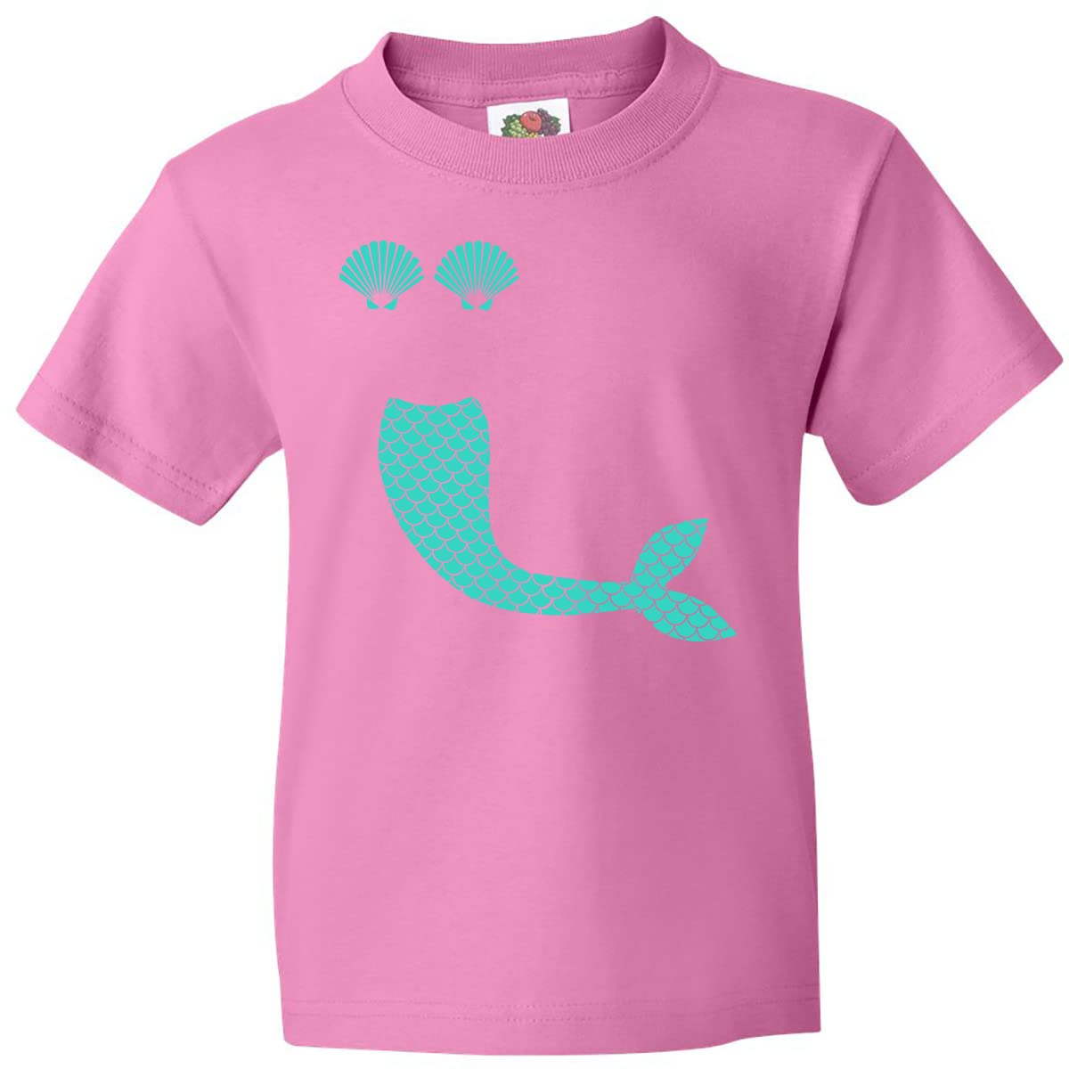 Inktastic Mermaid Tail and Shells Youth T-Shirt - Cute Sea Life Graphic Tee for Girls | Perfect for Beach Vacations, Pool Parties & Summer Outfits