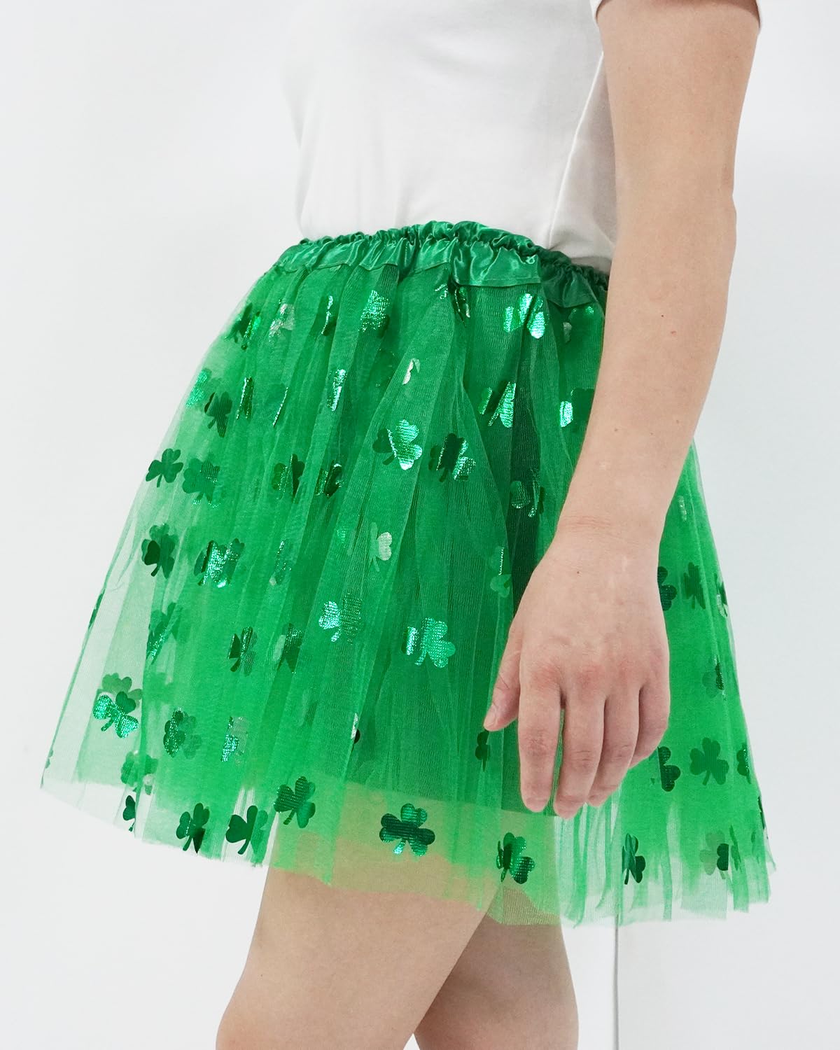 St. Patrick's Day Green Tulle Tutu Skirt for Women & Teens - Irish Shamrock Party Costume Dress for Festivals, Parades & Irish Dance Performances