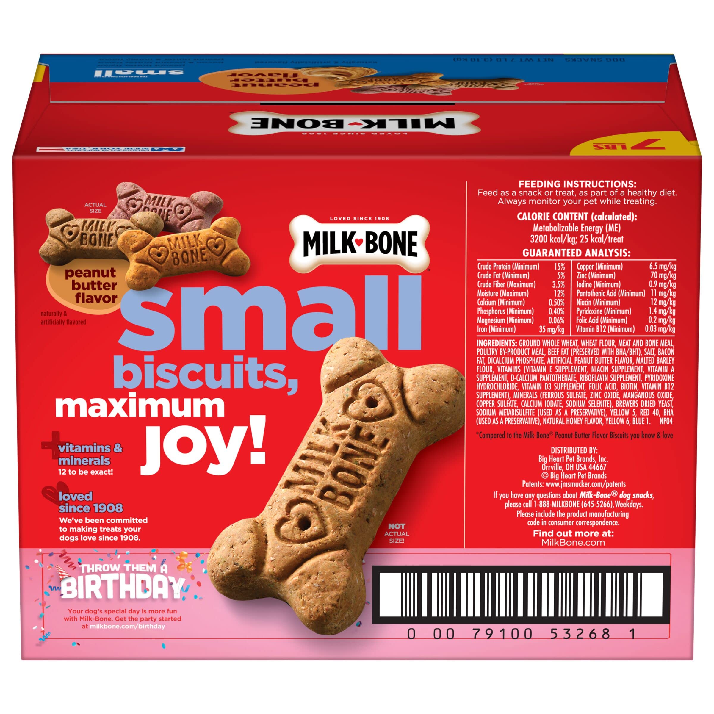 Milk-Bone Peanut Butter Flavor Dog Biscuits - Natural & Artificial Flavored Crunchy Dog Treats for Training & Rewards - 7lb Bulk Pack (Packaging May Vary) - Perfect for Puppies & Adult Dogs