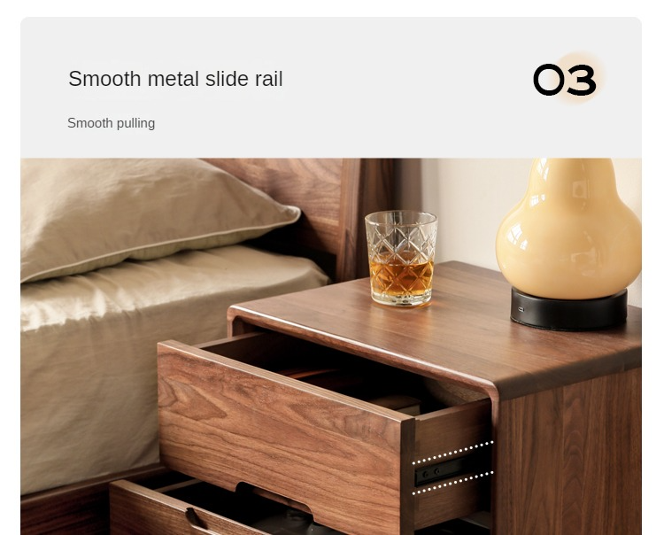 Premium Black Walnut Solid Wood Nightstand with Storage - Modern Bedside Table for Bedroom, Living Room & Guest Room - Durable & Stylish Furniture for Home Decor