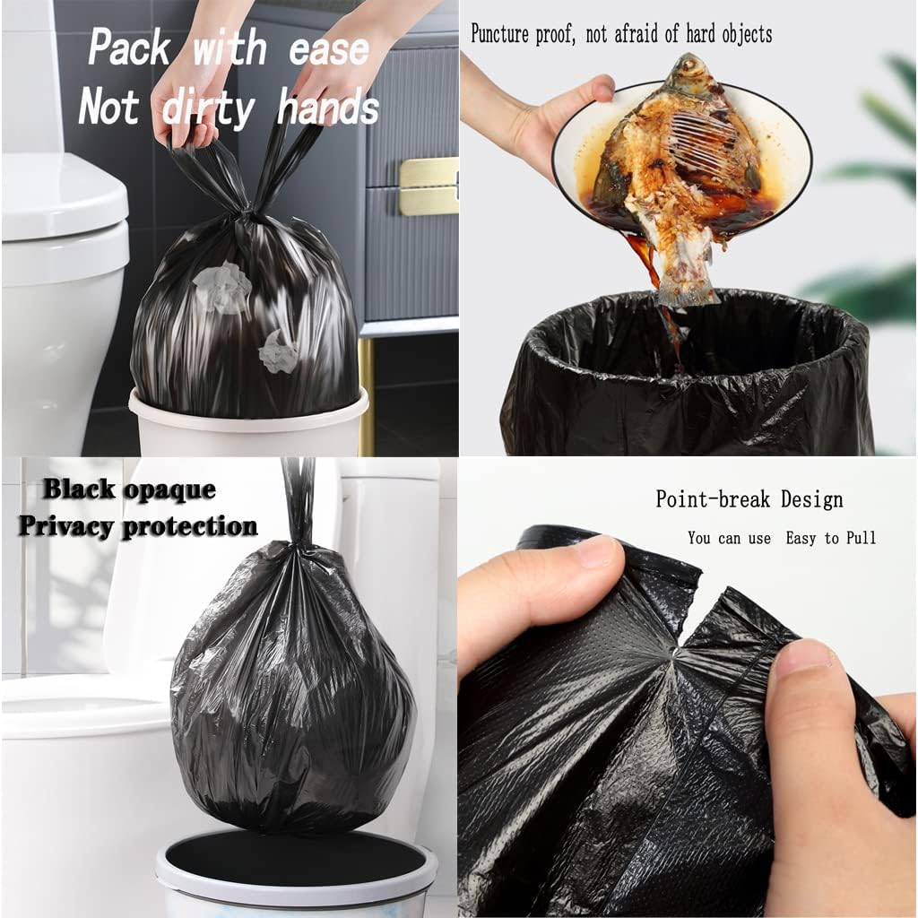 4 Gallon Small Black Trash Bags with Handles - 200 Count Thickened Garbage Bags for Bathroom, Bedroom, Office & Kitchen | Perfect for Wastebaskets, Small Trash Cans & Daily Household Use