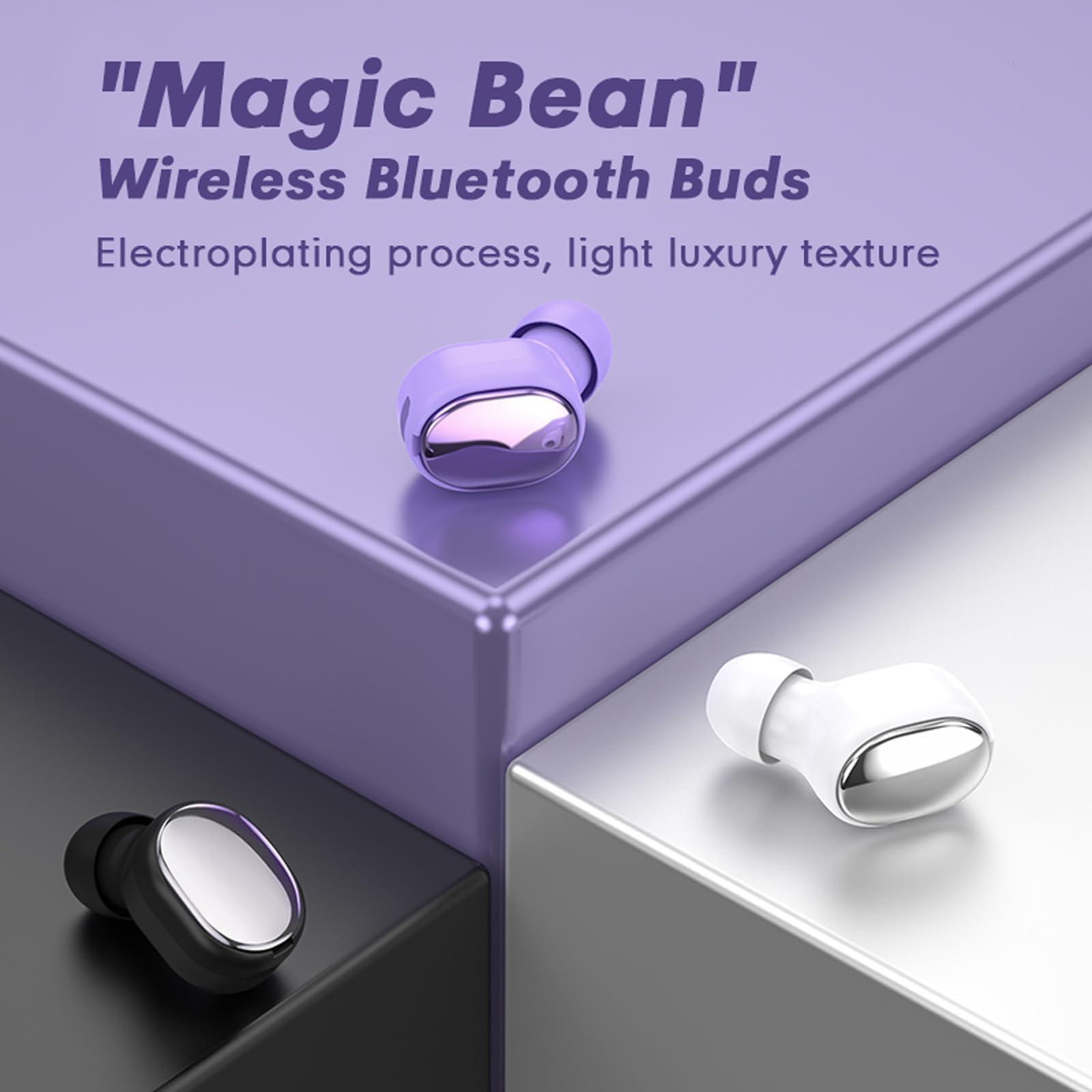 Mini Single Wireless Earbud - 18 Hours Playtime, Purple Invisible Bluetooth Earpiece with Mic for iPhone & Android - Perfect for Driving, Workouts & Hands-Free Calls