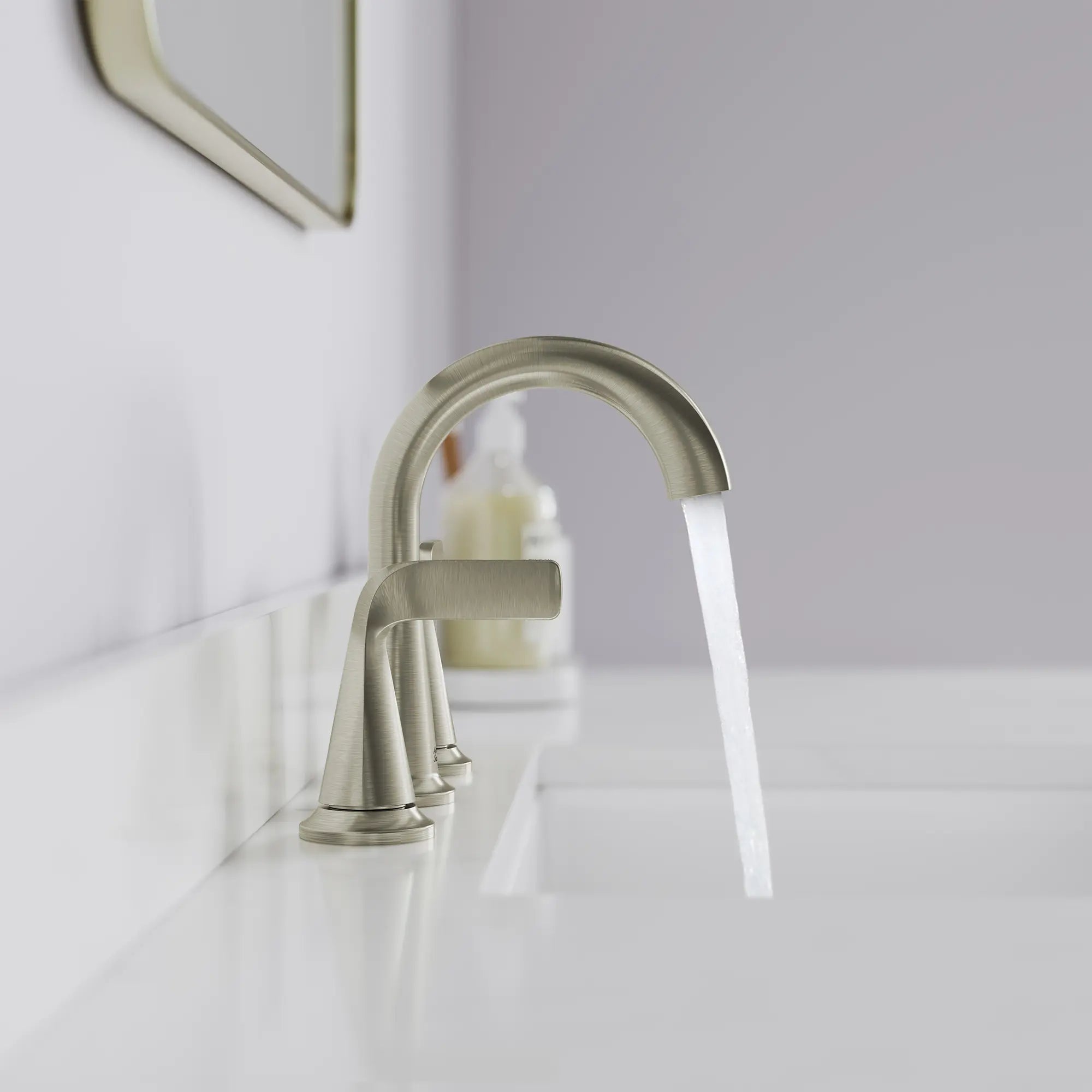 Eastway 8 Inch Widespread Bathroom Faucet with Two Handles - Modern Waterfall Spout Design for Bathroom Sink, Vanity, and Powder Room Installation
