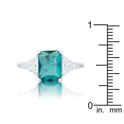 Classic Aqua Rhodium Plated Engagement Ring for Women - Elegant Wedding Band, Promise Ring, Anniversary Gift for Her - Perfect for Proposals, Bridal Jewelry, and Special Occasions