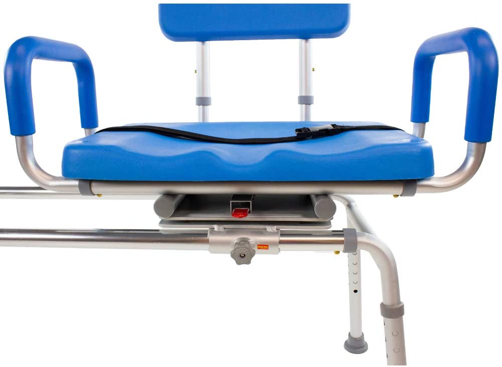 Bariatric Carousel Sliding Transfer Bench with Swivel Seat - 600LB Weight Capacity for Elderly & Disabled - Safe Bathroom Shower Chair for Mobility Assistance