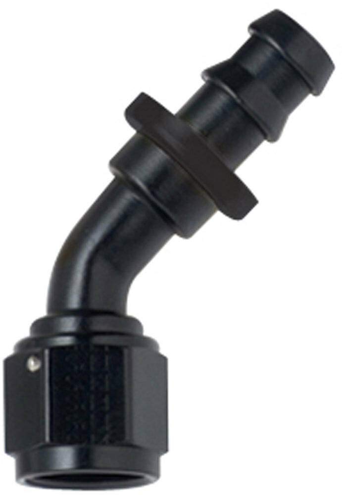 45 Degree 8AN to 8AN 8000 Series Push-Lite Hose End Fitting - FRAGOLA P/N 204508-BL - High Performance Fuel/Oil Hose Connector for Racing, Automotive & Marine Applications