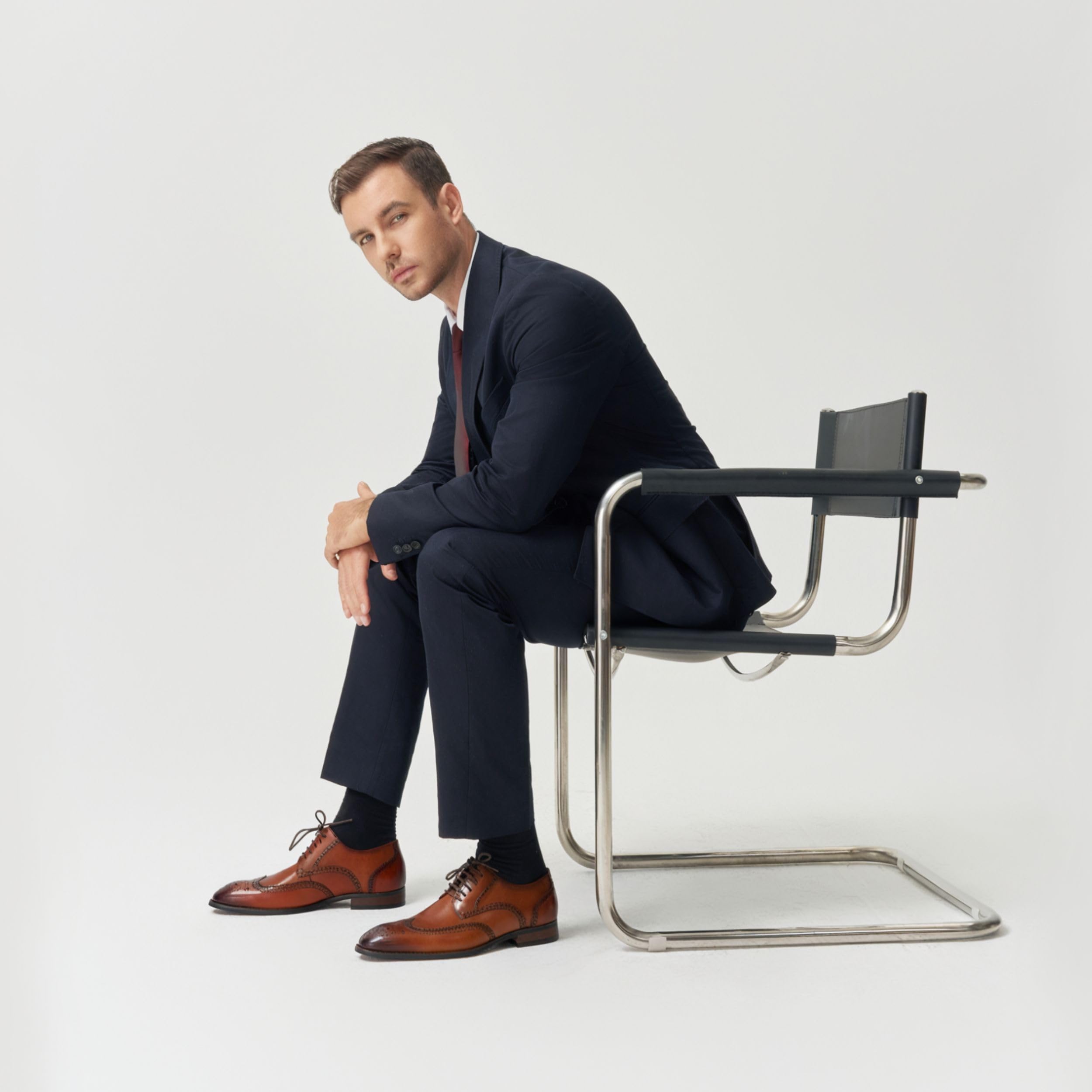 Premium Men's Leather Dress Shoes - Classic Oxford Derby Brogue Wingtip Business Formal Shoes for Men | Ideal for Office, Weddings & Special Occasions