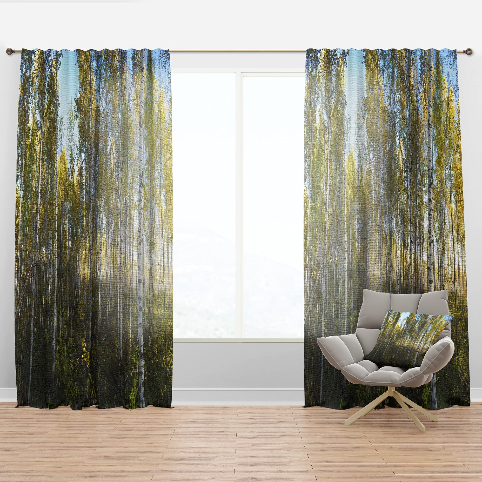 DesignQ Thermal Insulated Curtains - 'Green Autumn Trees' Single Panel (52x120 inches) for Bedroom & Living Room - Energy Saving Blackout Drapes for Home Decor & Temperature Control