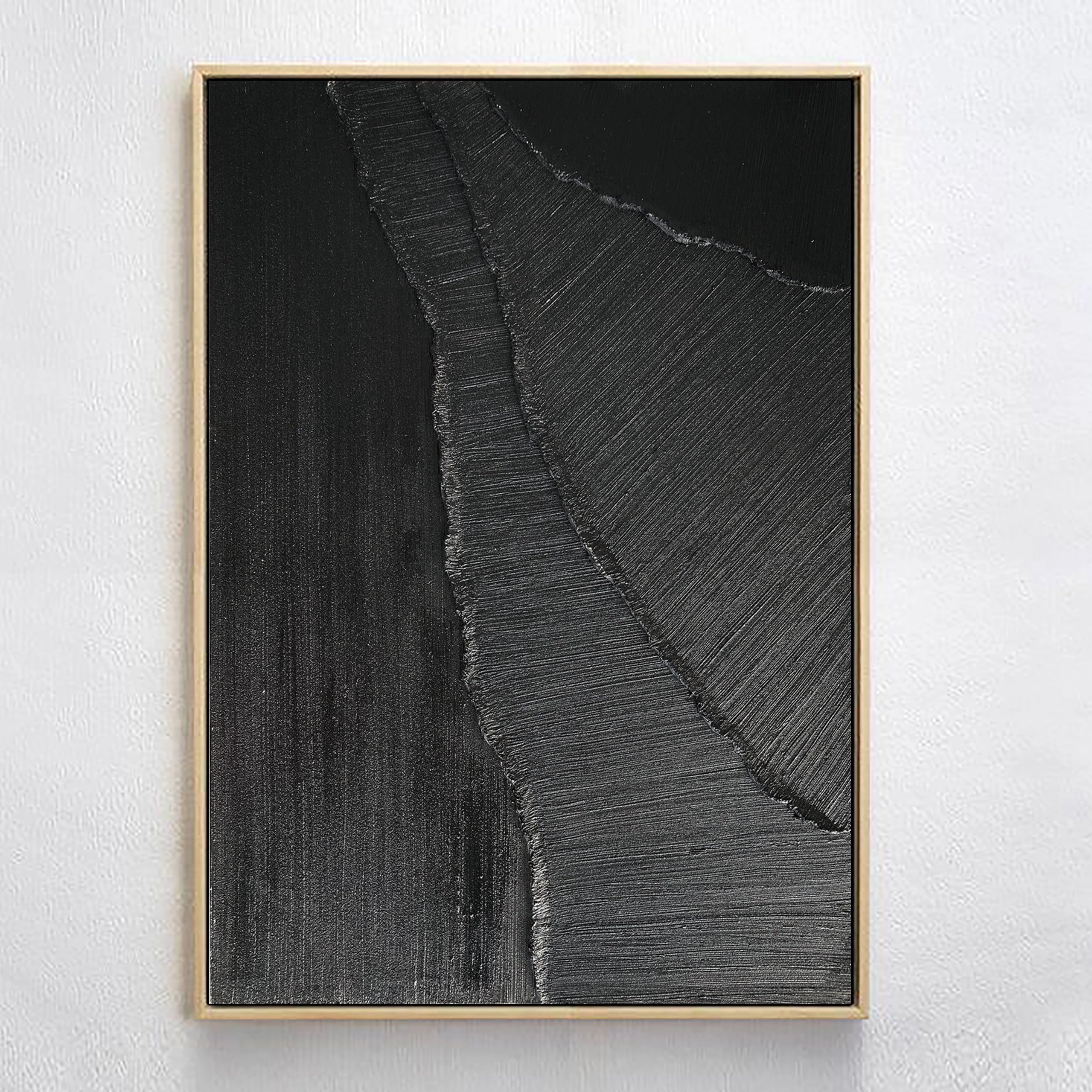 Black Minimalist Textured Painting Canvas #MZ005 - Abstract Wall Art for Modern Home & Office Decor