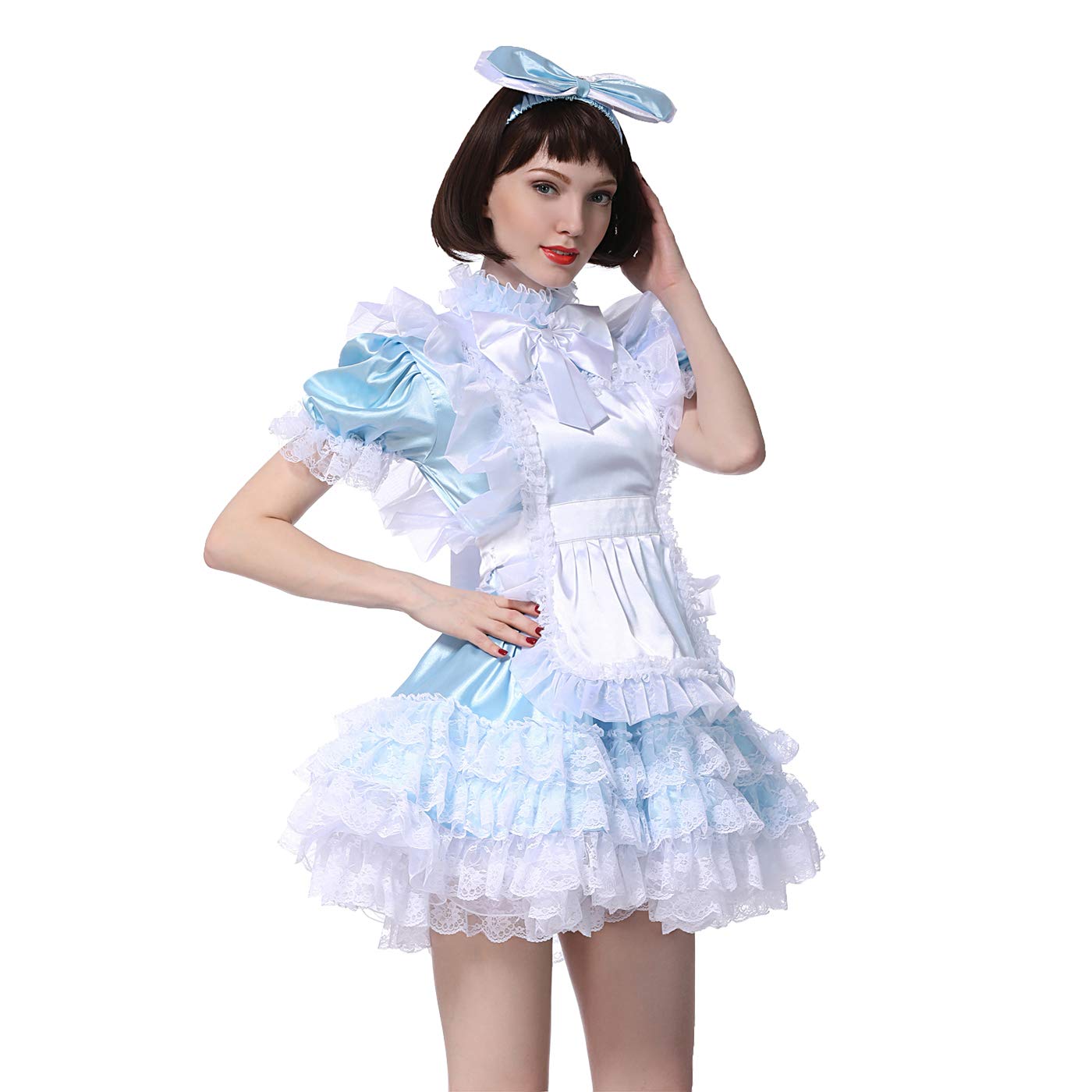 Sissy Girl Maid Low Cut Dream Dress Puffy Crossdress - Elegant Lingerie for Roleplay, Cosplay & Special Occasions