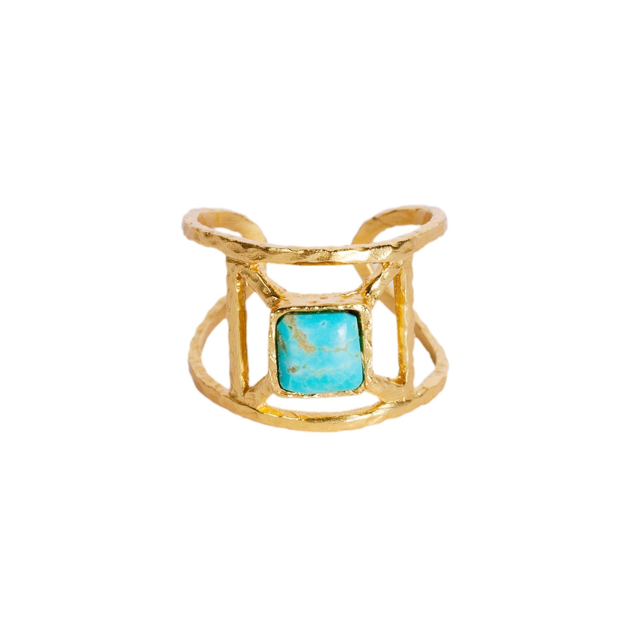 Annix Ring - Genuine Turquoise Stone Silver Ring for Women, Handmade Boho Jewelry, Perfect for Weddings, Parties & Everyday Wear