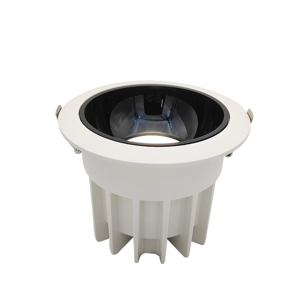 7W COB LED Recessed Ceiling Light Fixture - 3000K Warm White, Anti-Glare Downlight for Hotels & High Ceilings | Energy Saving Narrow Side Round Panel Lighting for Living Room, Bedroom & Office