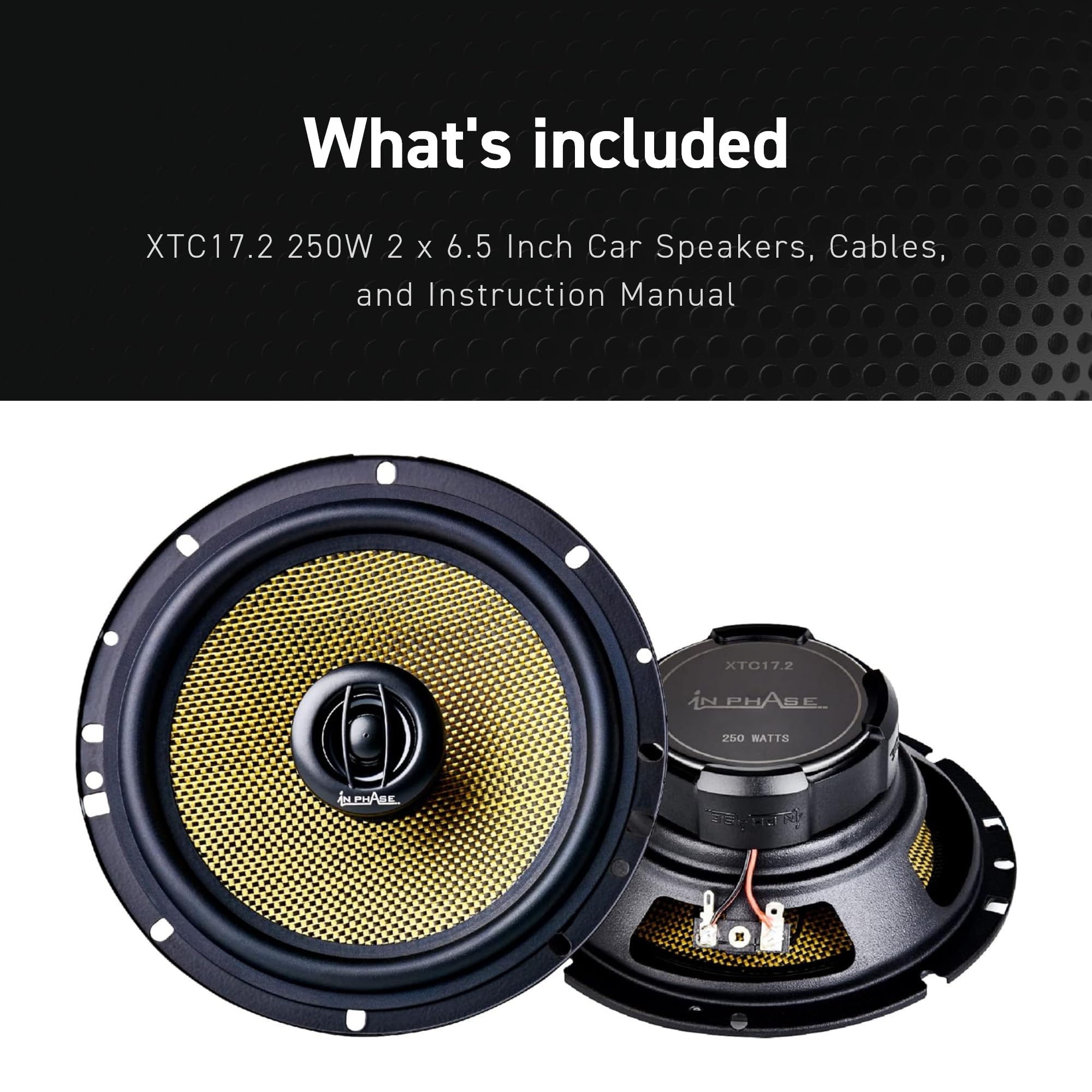 In Phase Car Audio XTC17.2 250W 2 x 6.5 Inch 17cm Car Speakers - High-Performance Car Audio Speakers & Subwoofers for Door or Parcel Shelf - Perfect for Car Audio Upgrades and Enhanced Sound Quality