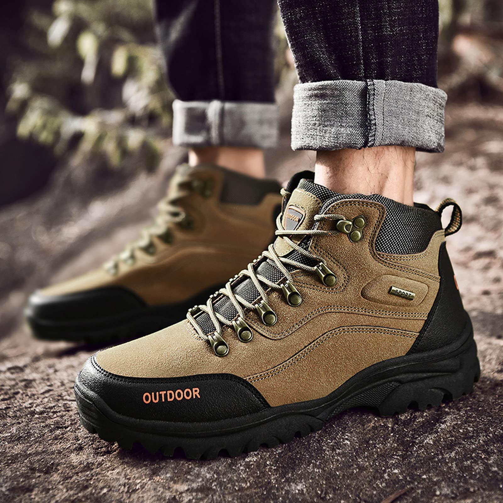 Shije Men's Waterproof Hiking Boots - Lightweight Outdoor Trekking Shoes for Mountain Climbing & Trail Walking - Perfect for Camping, Backpacking & Adventure Travel