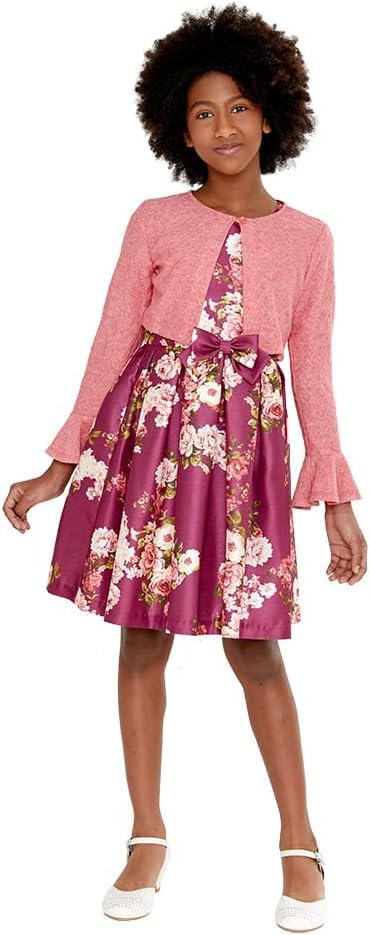 Bonnie Jean Girls Thanksgiving Dress with Cardigan - Cute Holiday Outfit for Family Gatherings & Fall Photoshoots