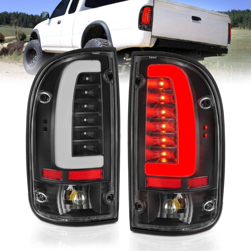 ANZO LED Tail Lights for Toyota Tacoma 1995-2004 - Black Housing with Clear Lens (Pair) | 311353 | Upgrade Your Truck's Style & Visibility for Night Driving & Off-Road Adventures