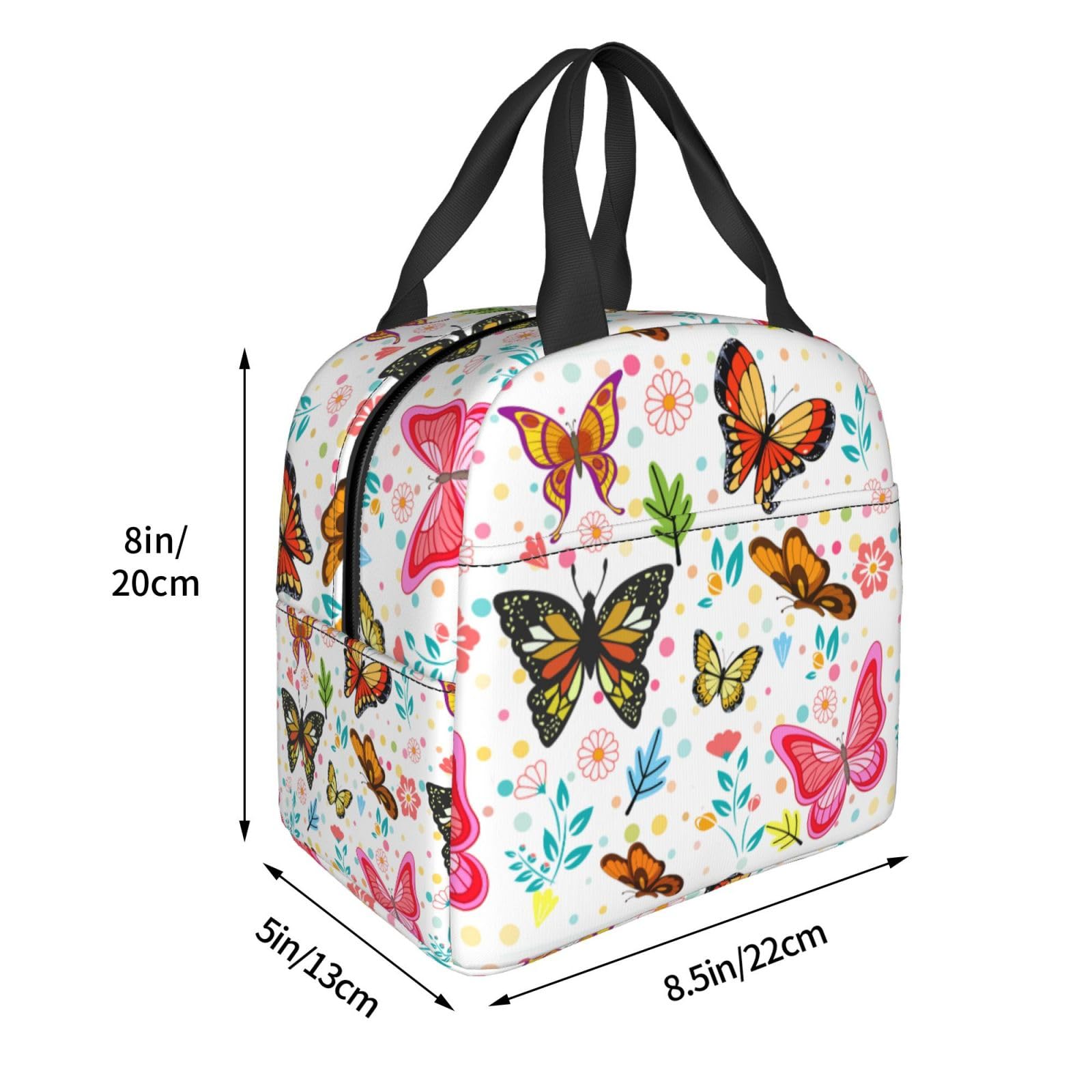 Insulated Lunch Bag for Women - Reusable Cooler Tote with Butterfly Design for Work, Office, Travel & Picnic | Perfect for Meal Prep, School Lunch & Outdoor Activities